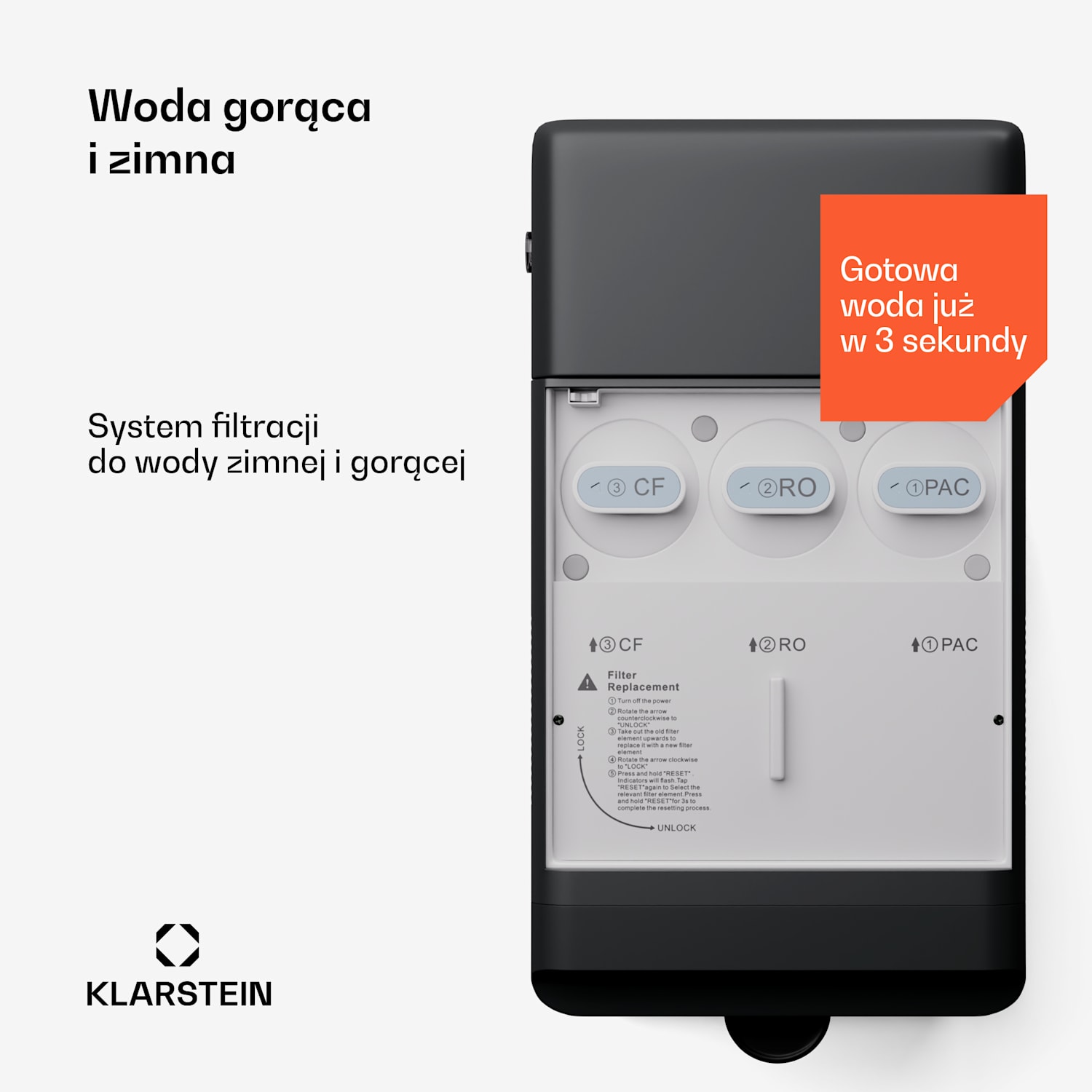 AquaFina 6L, uzdatniacz wody, 5-stopniowa filtracja, ekran dotykowy HD, 6 temperatur wody, pojemność 6 litrów, wzbogacanie w wodór, czarny Czarny