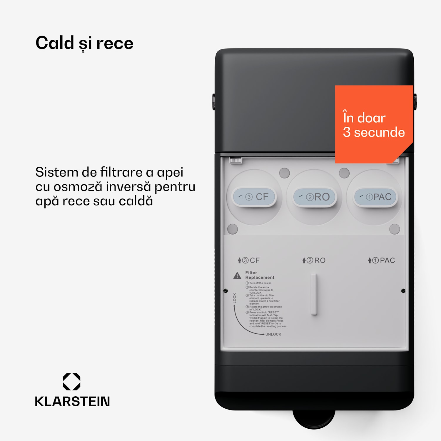 AquaLine 6L, purificator de apa, filtrare în 5 trepte, volum 6 l, ecran tactil HD, 6 temperaturi ape, negru Negru