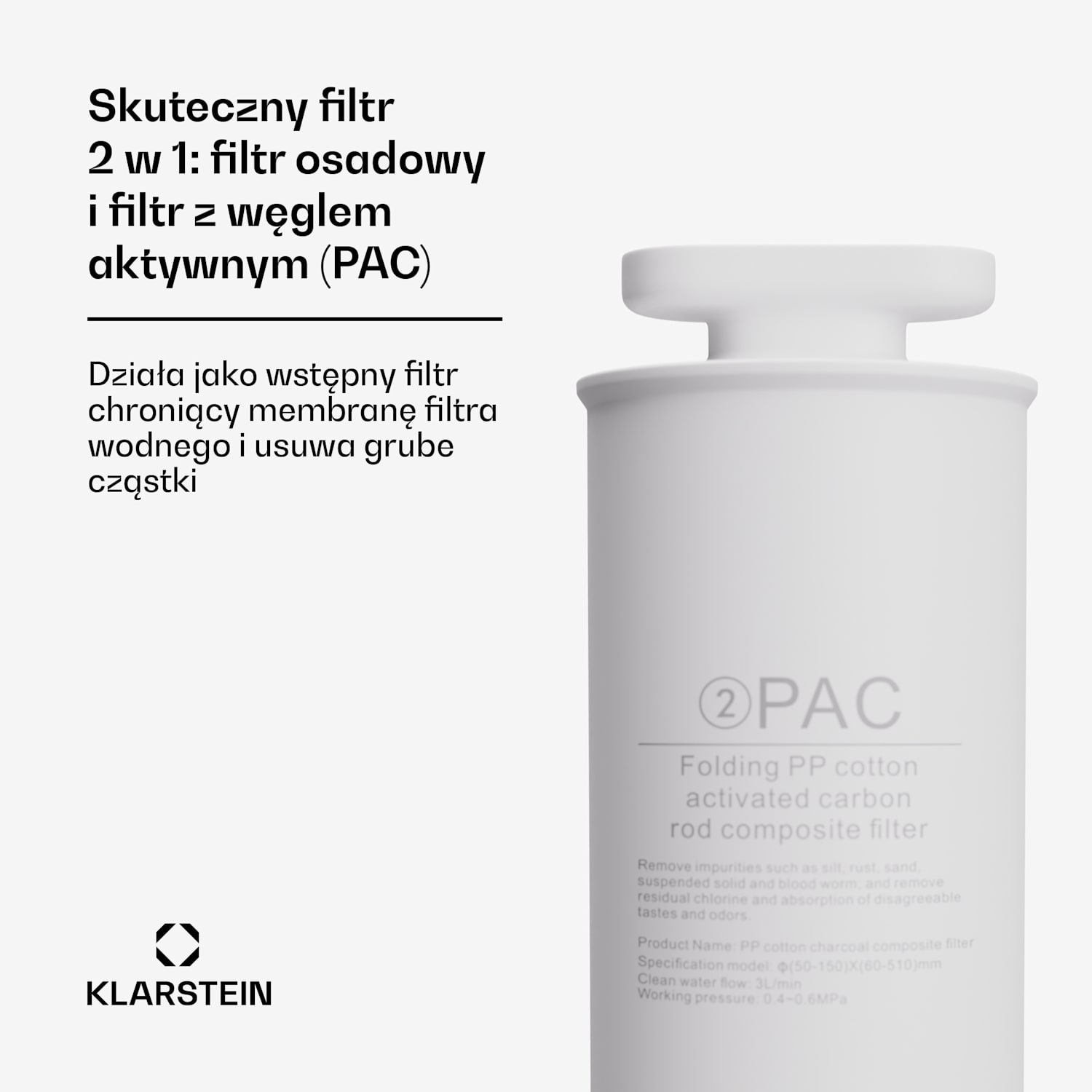 Filtr AquaLine PAC, system filtracyjny 2 w 1, uzdatnianie wody, filtr osadowy i z węglem aktywnym 