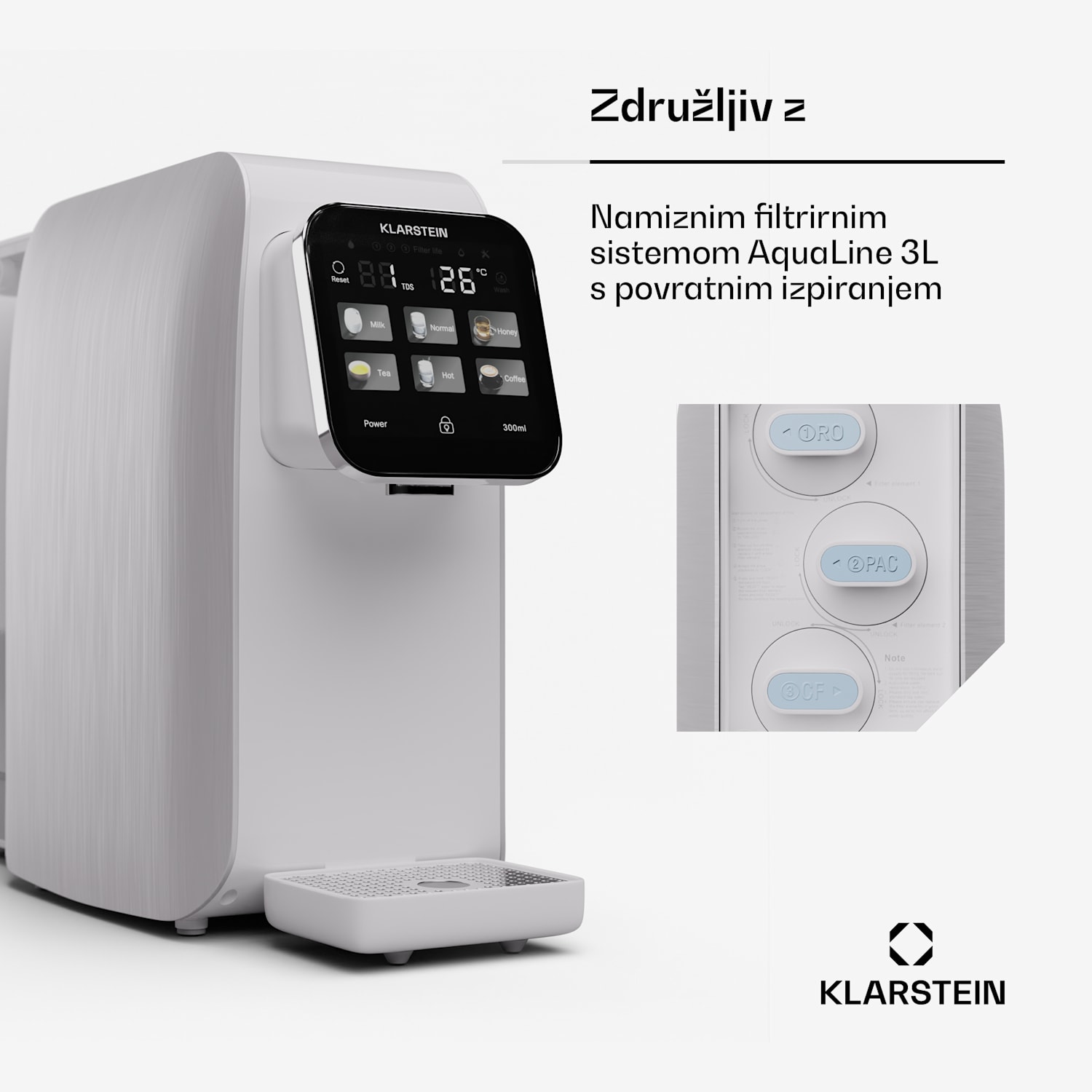 AquaLine PAC, sistem za filtriranje 2 v 1, čiščenje vode, sedimentni filter in filter z aktivnim ogljem 