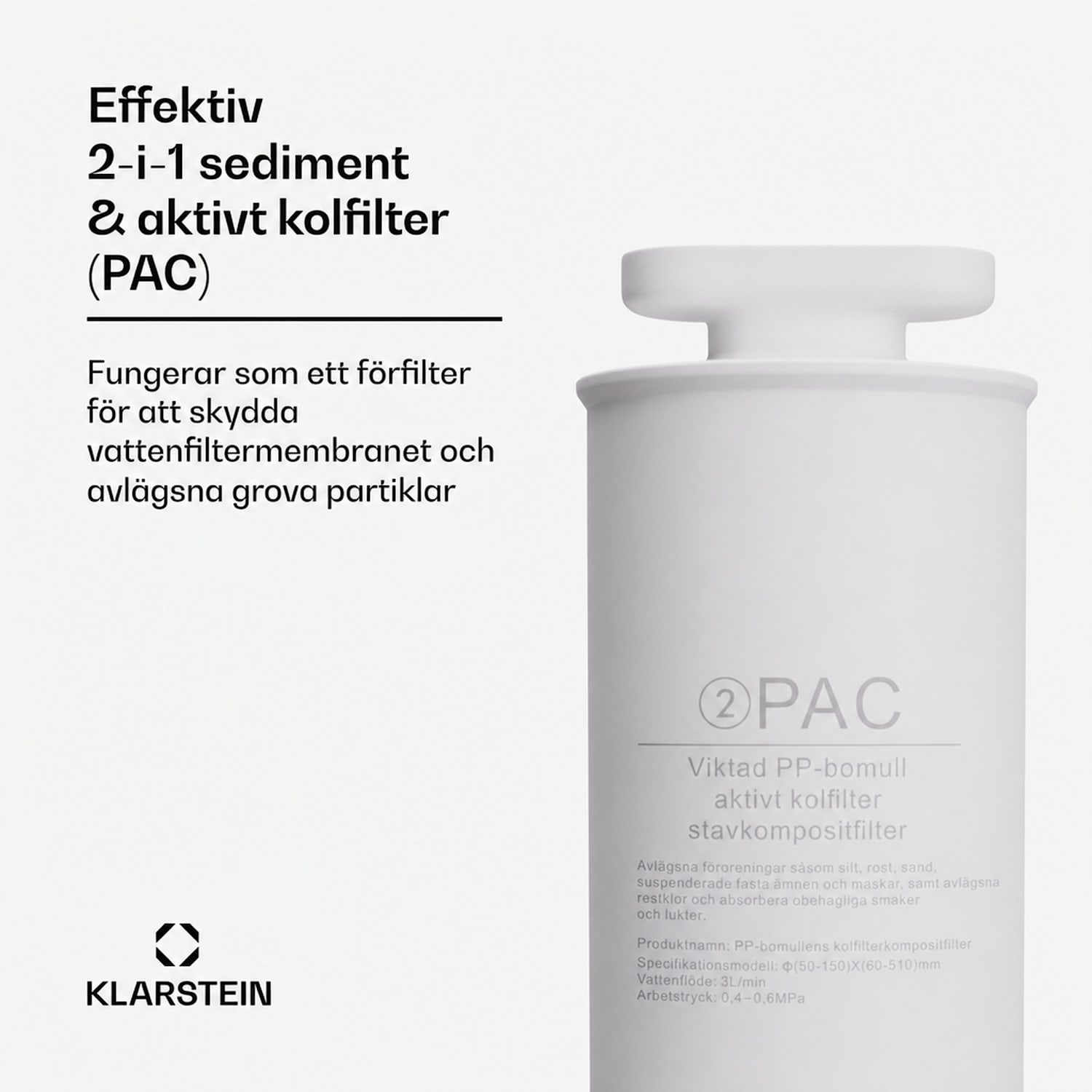 AquaLine PAC Filter 2-i-1-filtersystem för vattenrening – sediment- och aktivkolfilter 