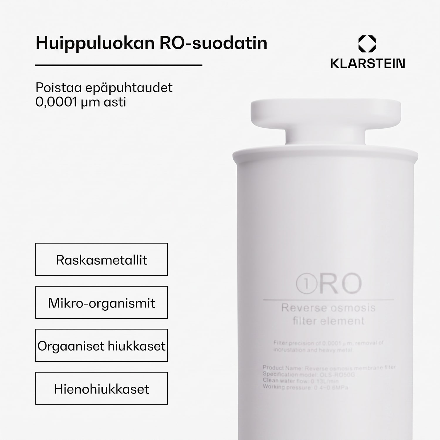 AquaLine 50G RO suodatin käänteisosmoosikalvoteknologia vedenpuhdistus 