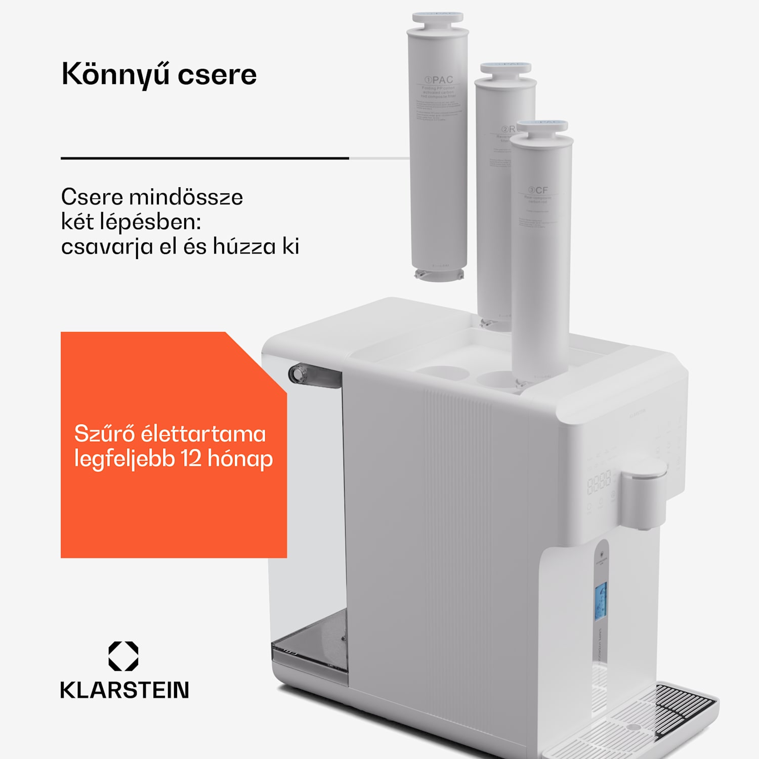 AquaFina CF szűrő, 2 az 1-ben szűrőrendszer, vízkezelő, aktívszenes szűrő 