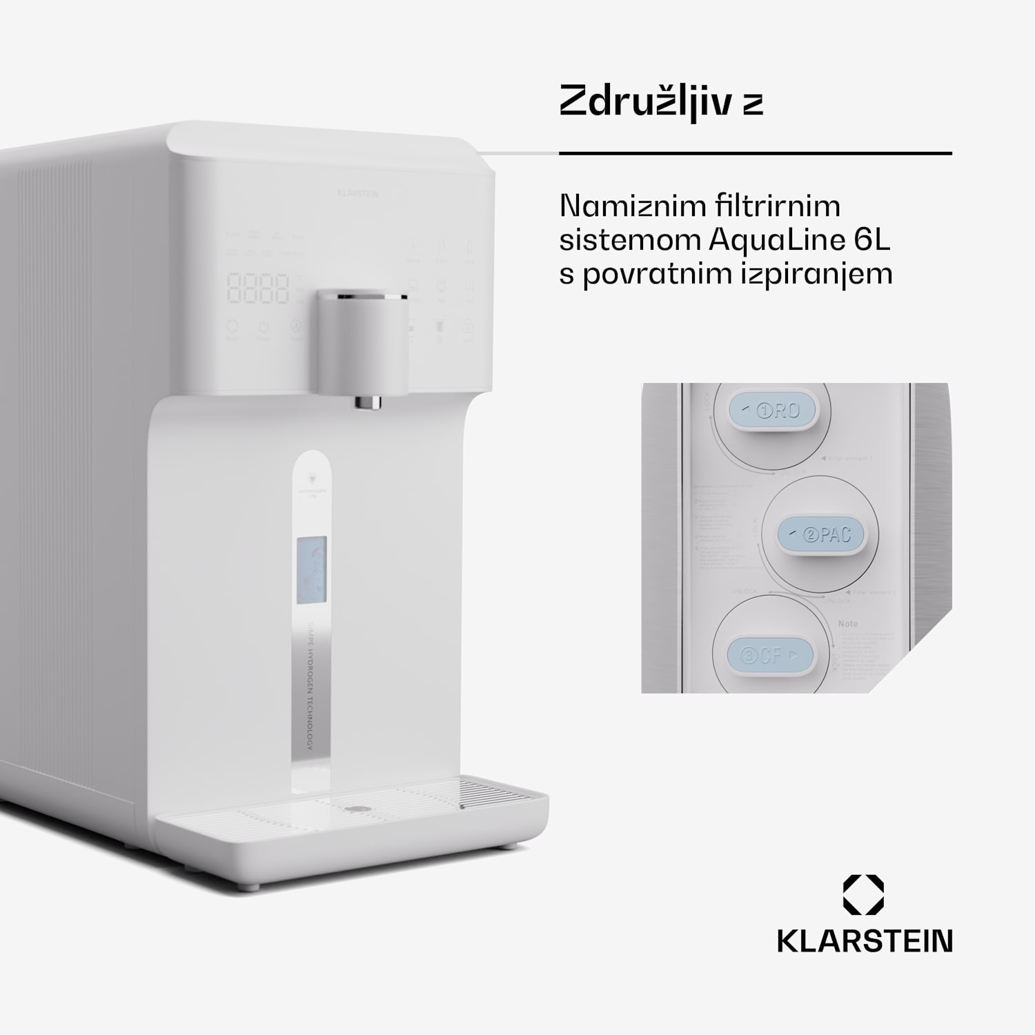 AquaFina CF filter, filtrirni sistem 2 v 1, priprava vode, filter z aktivnim ogljem 