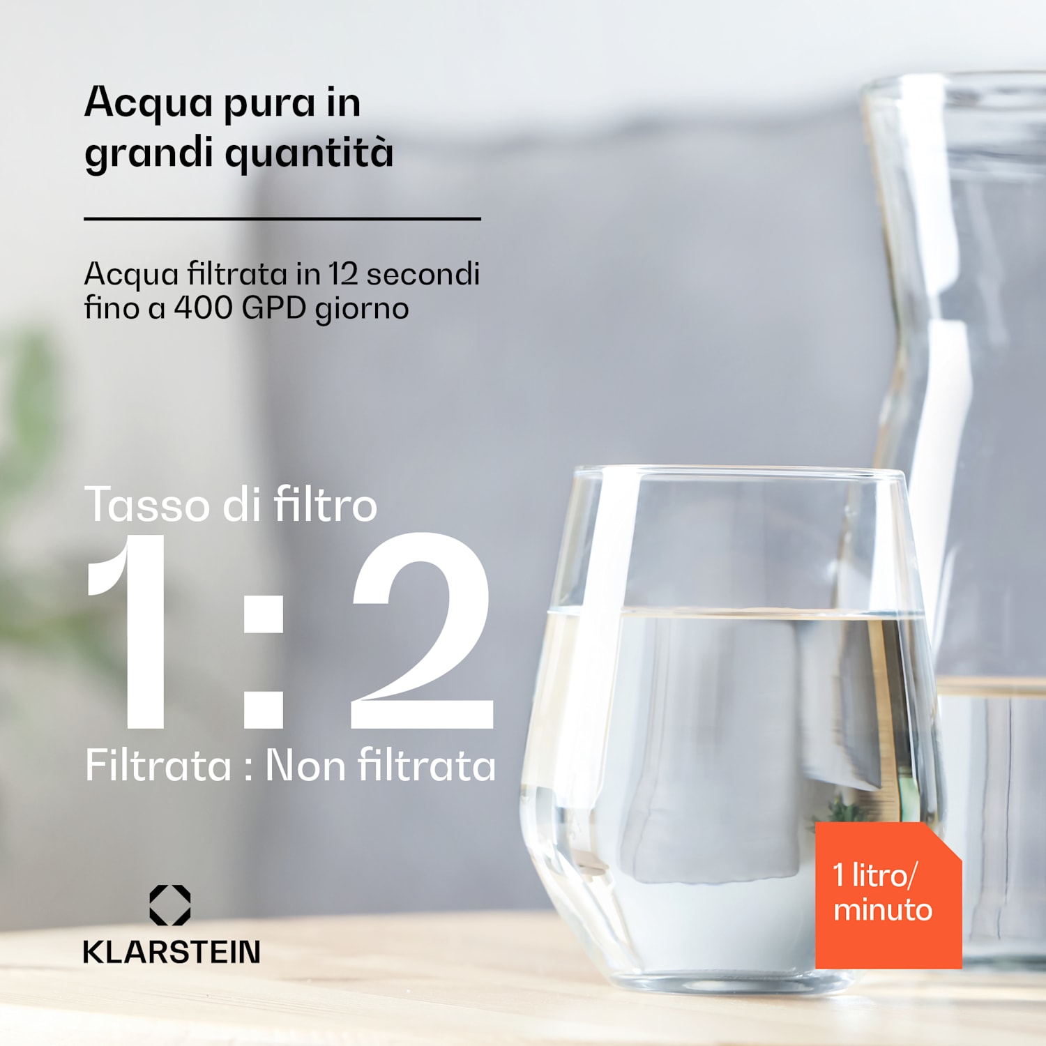 PureLine 400 - Sistema di filtraggio dell'acqua a osmosi inversa, 400 GPD 1500 L/giorno 