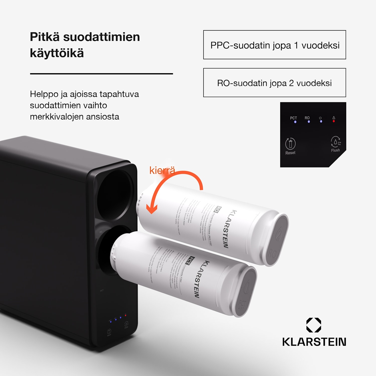 PureLine 400 vedensuodatusjärjestelmä käänteisosmoosi 400 GPD 1500 l/päivä 400 GPD | Musta