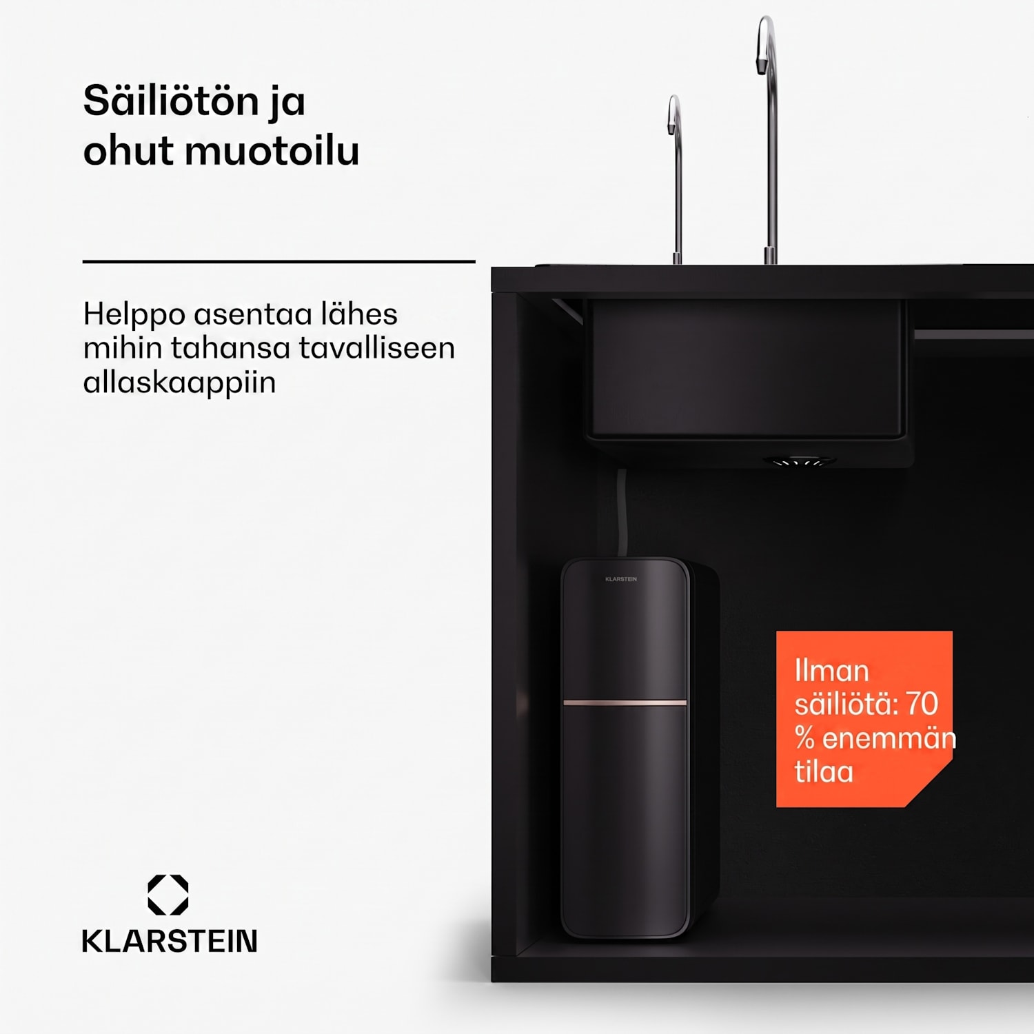 PureLine 400 vedensuodatusjärjestelmä käänteisosmoosi 400 GPD 1500 l/päivä 400 GPD | Musta