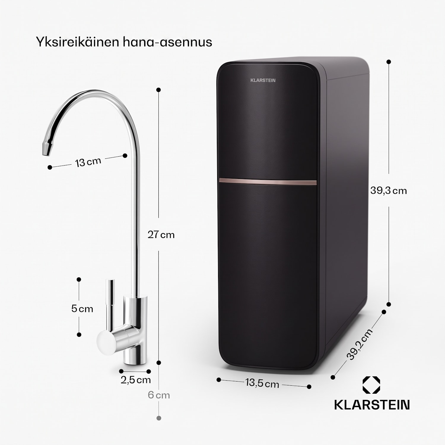 PureLine 400 vedensuodatusjärjestelmä käänteisosmoosi 400 GPD 1500 l/päivä 400 GPD | Musta