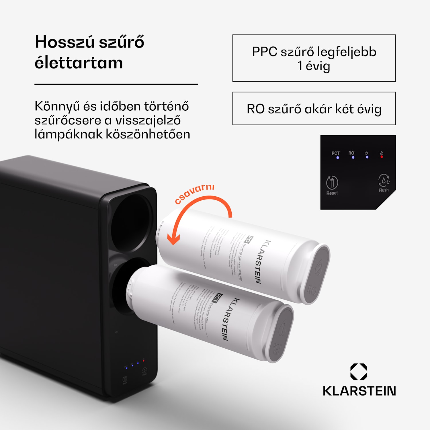 PureLine 400, szűrőrendszer, fordított ozmózis, 400 GPD / 1500 L/d 400 GPD | Fekete