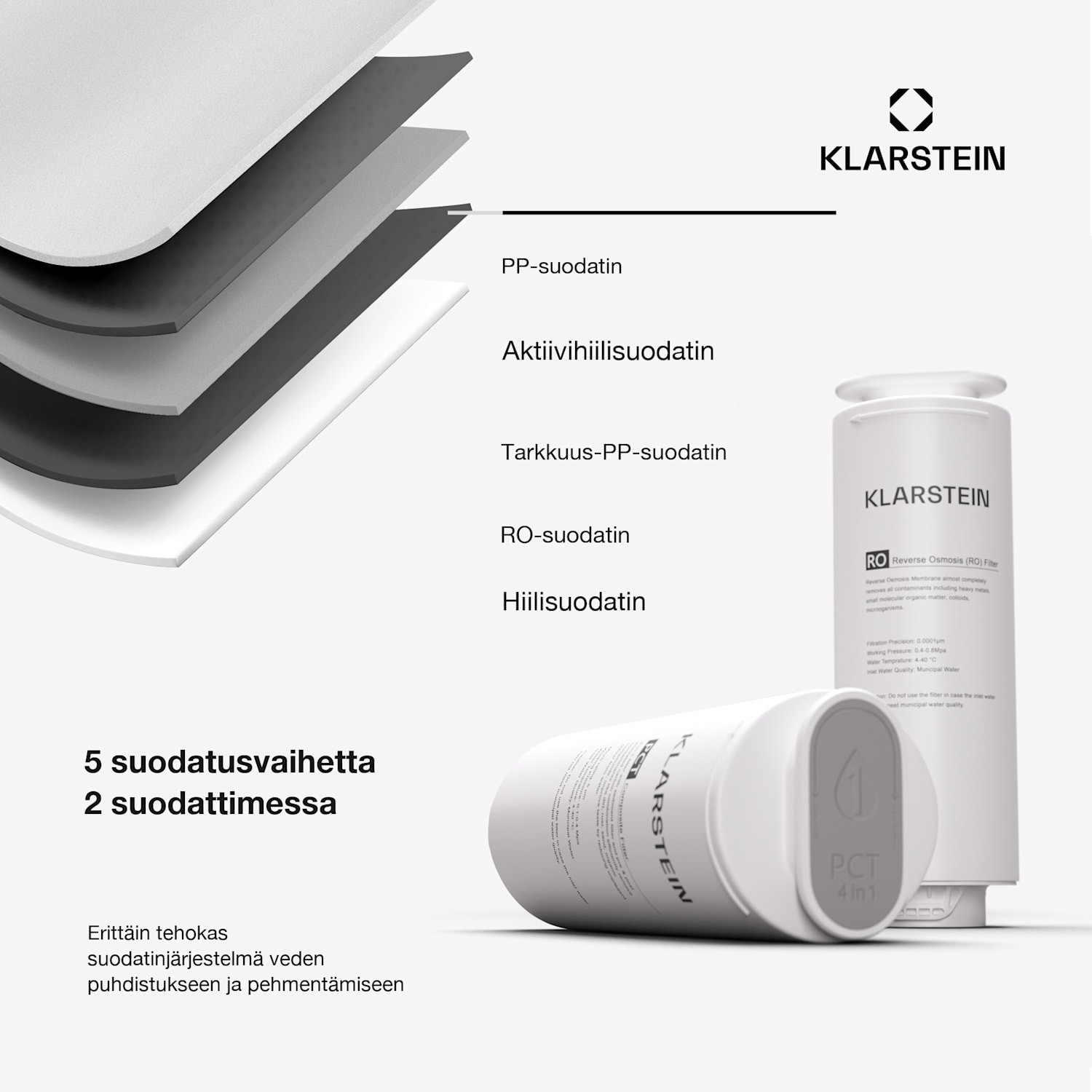 PureLine 600 vedensuodatusjärjestelmä käänteisosmoosi 600 GPD 2270 l/päivä 600 GPD | Valkoinen