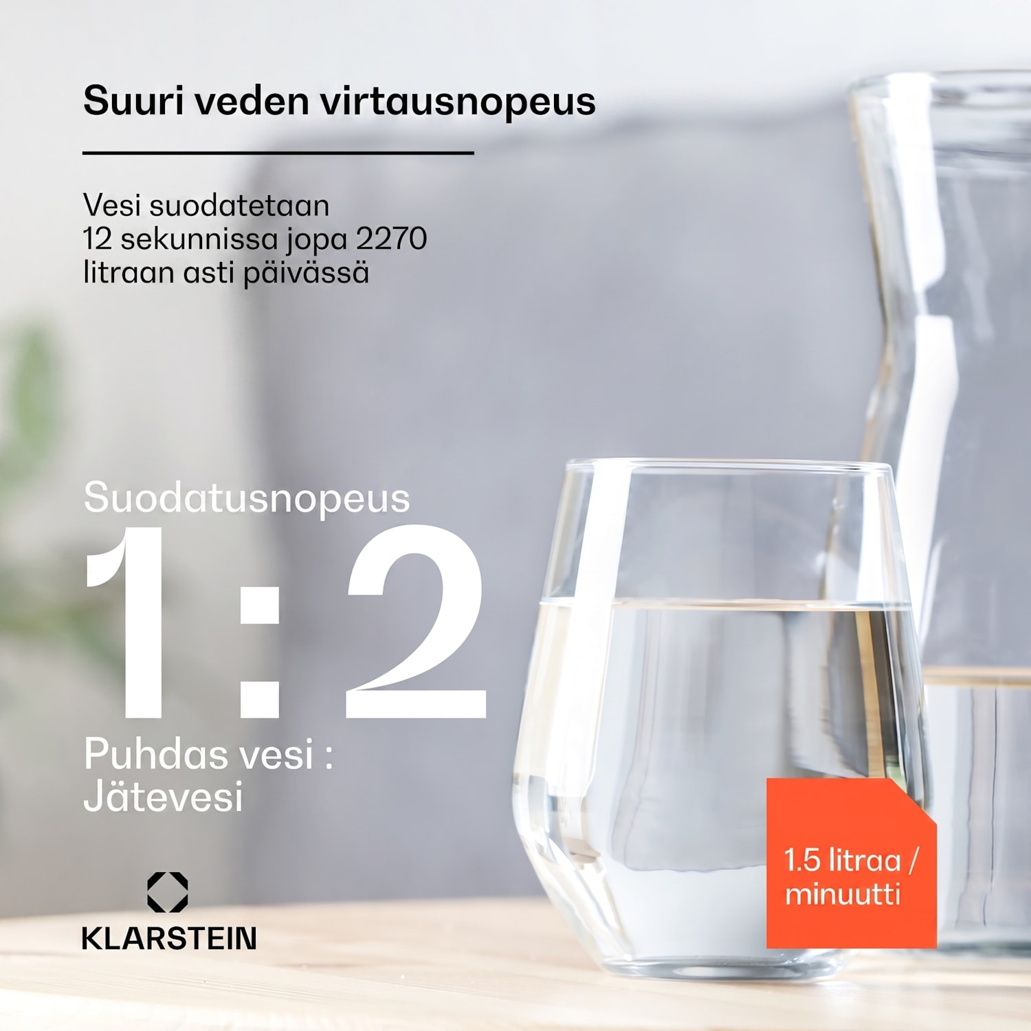 PureLine 600 vedensuodatusjärjestelmä käänteisosmoosi 600 GPD 2270 l/päivä 600 GPD | Valkoinen