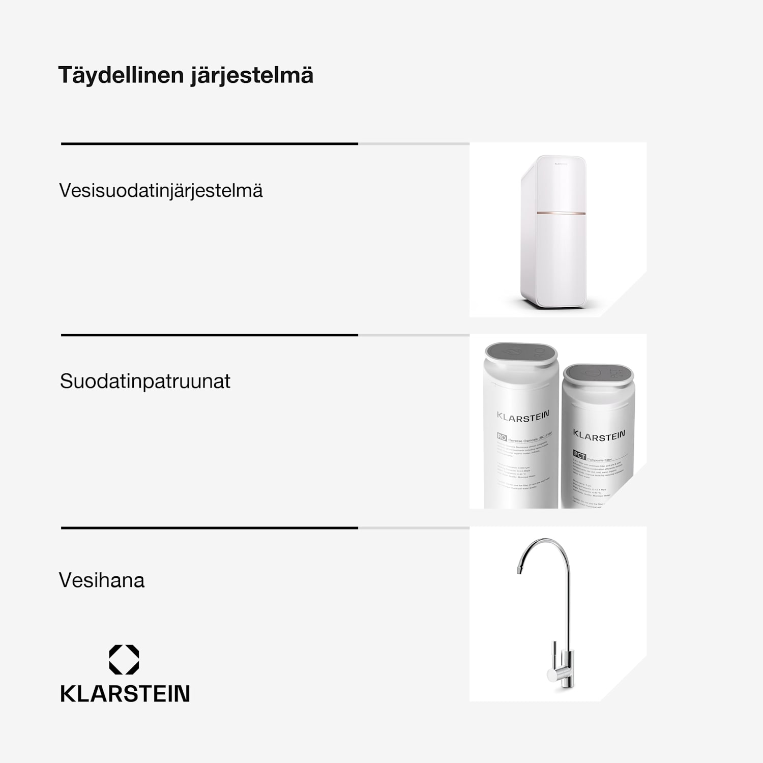 PureLine 600 vedensuodatusjärjestelmä käänteisosmoosi 600 GPD 2270 l/päivä 600 GPD | Valkoinen