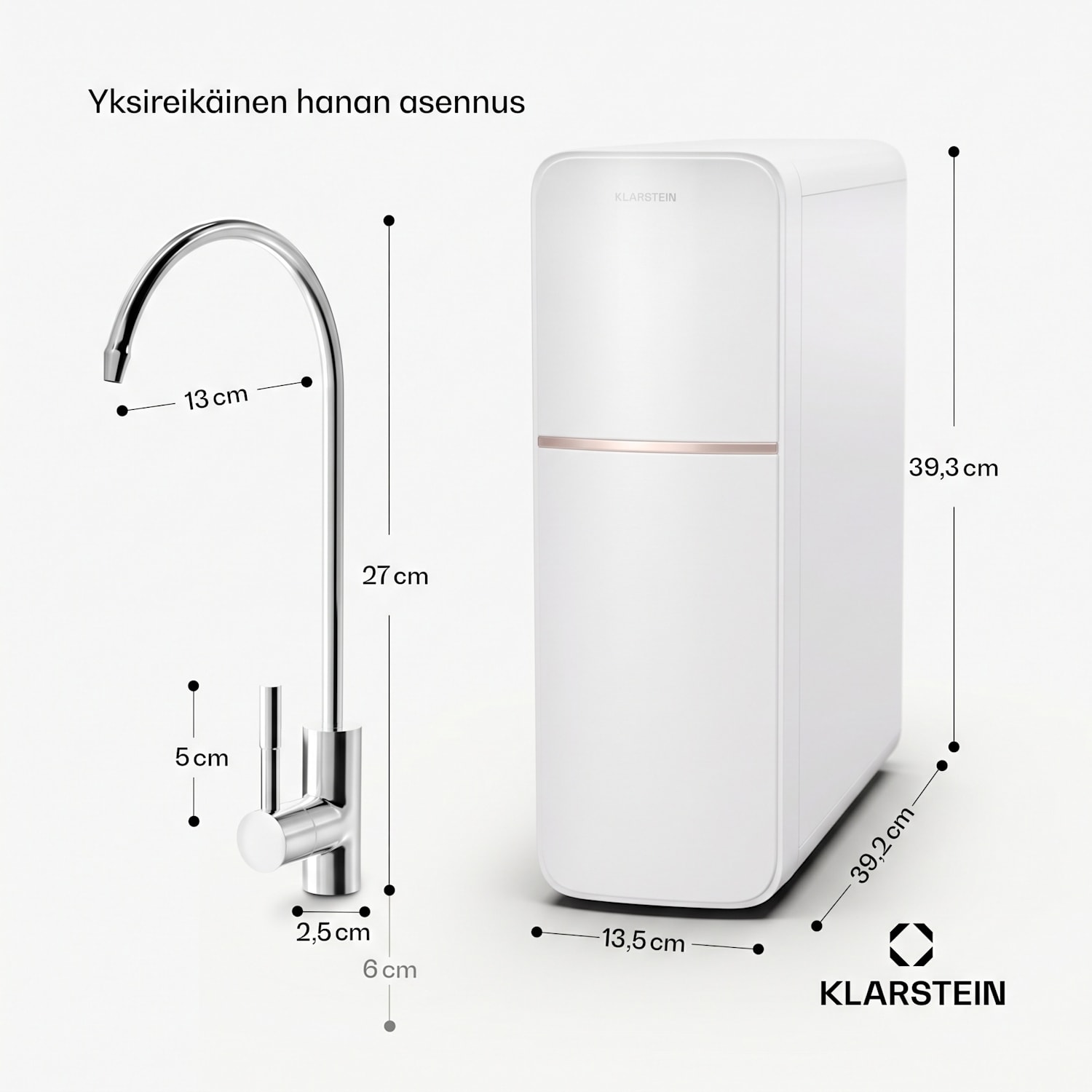 PureLine 600 vedensuodatusjärjestelmä käänteisosmoosi 600 GPD 2270 l/päivä 600 GPD | Valkoinen