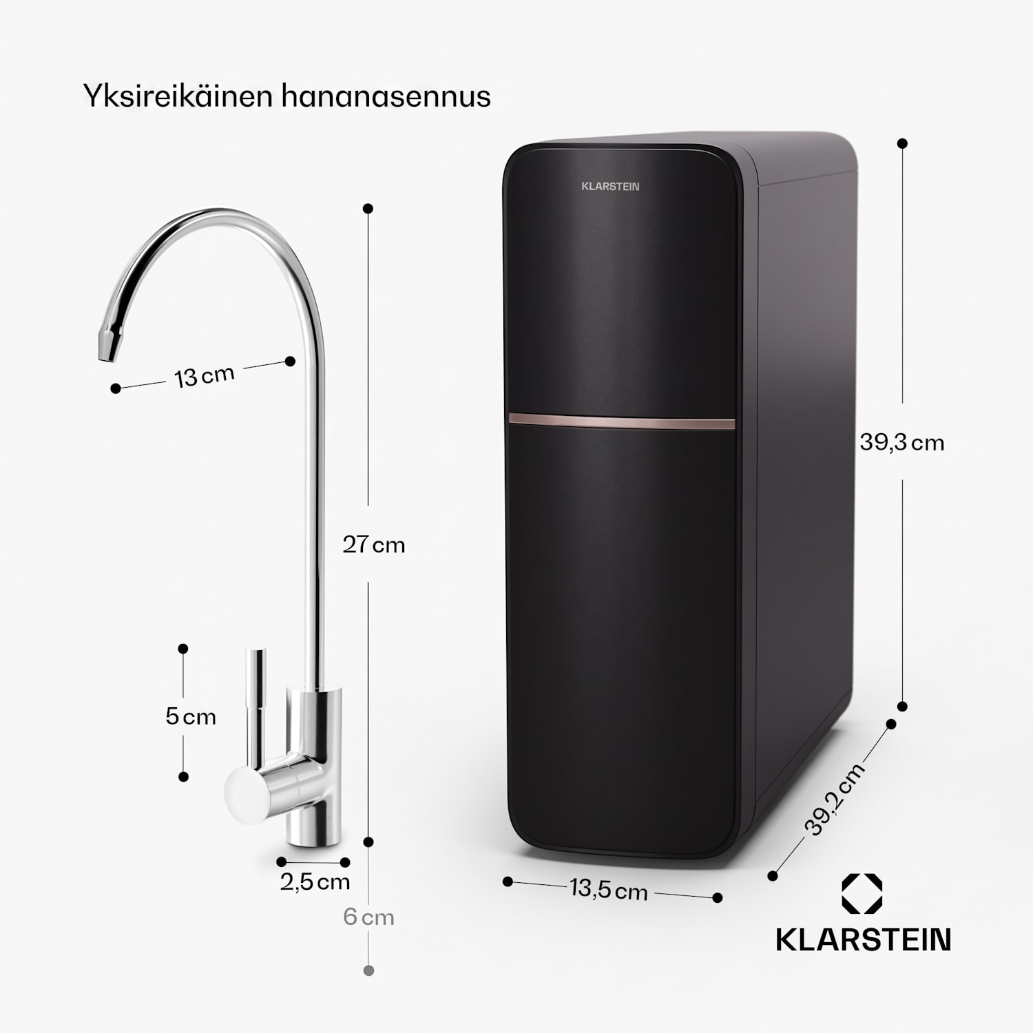 PureLine 600 vedensuodatusjärjestelmä käänteisosmoosi 600 GPD 2270 l/päivä 600 GPD | Musta