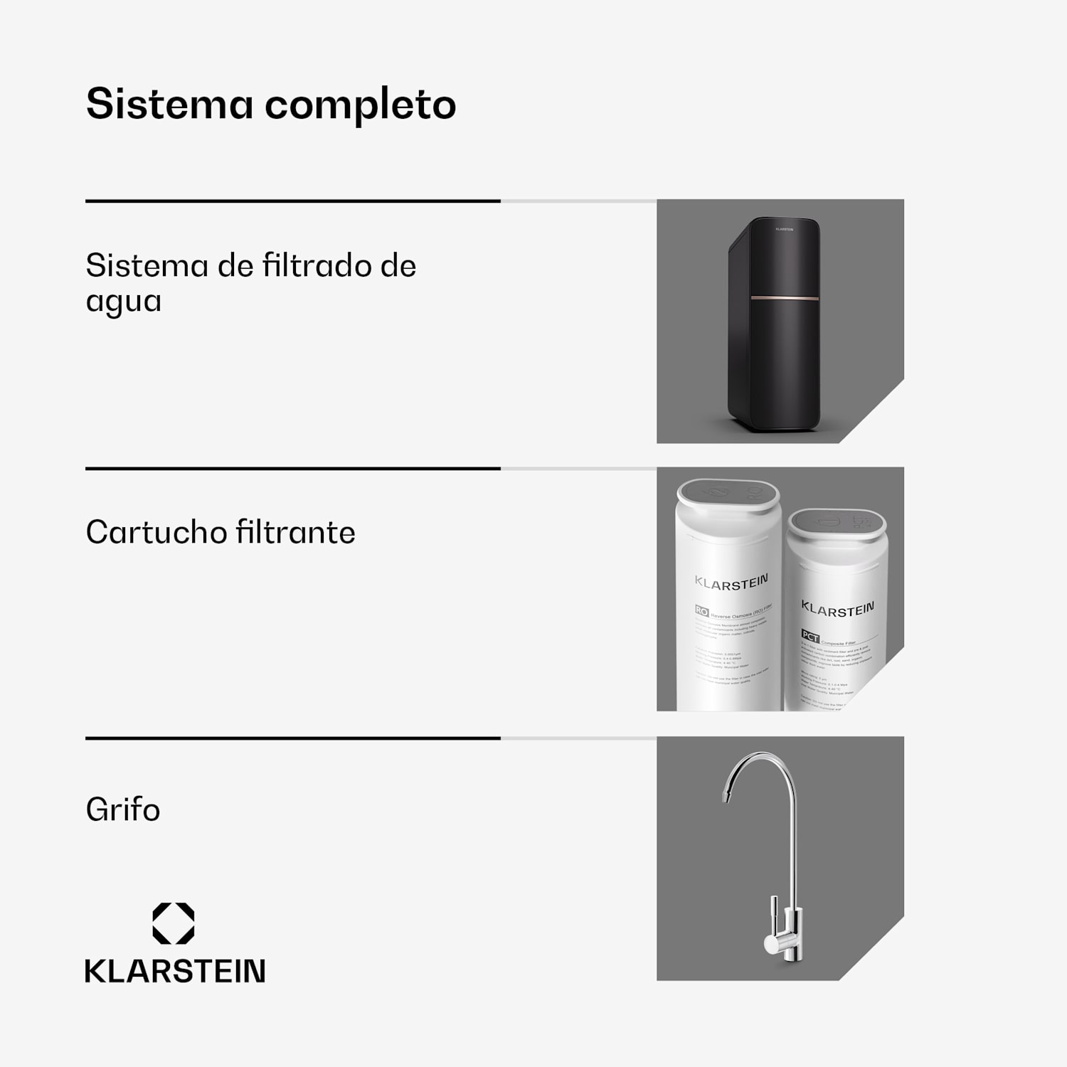 Sistema de filtrado de agua PureLine 800 Ósmosis inversa 800 GPD 3000 L/d 800 GPD | Negro