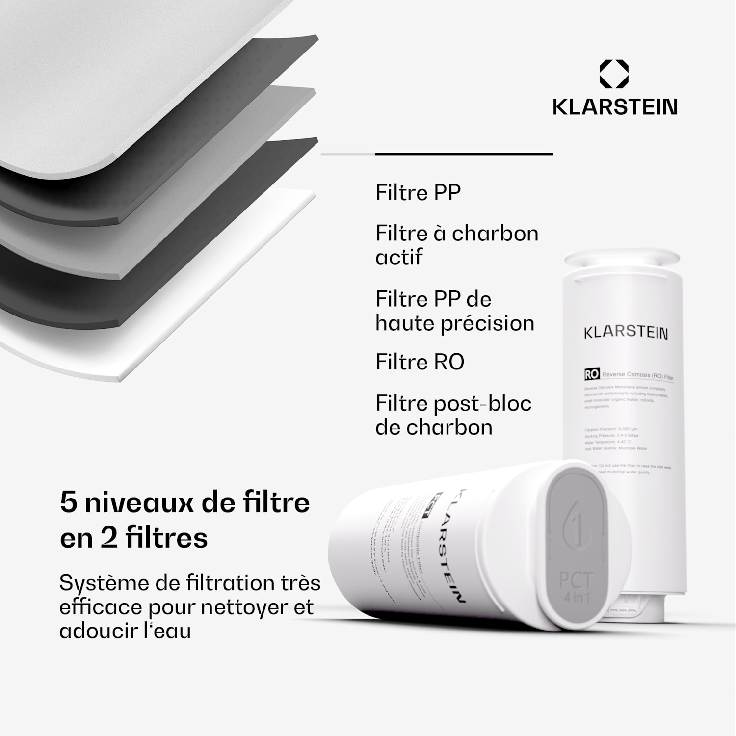 PureLine 800 waterfiltersysteem omgekeerde osmose 3000 L/d 800 GPD | Zwart