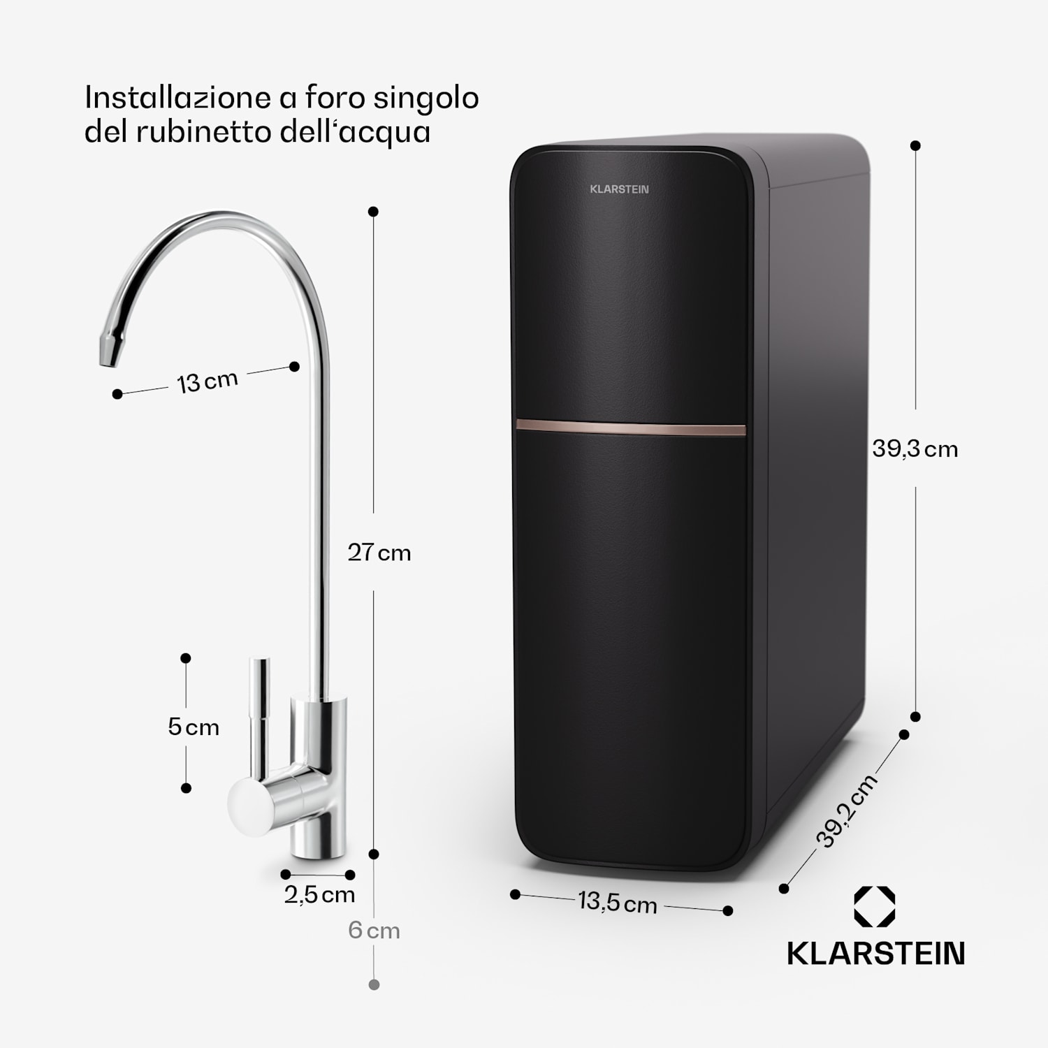 PureLine 800 - Sistema di filtraggio dell'acqua a osmosi inversa, 800 GPD 3000 L/giorno 800 GPD | Nero
