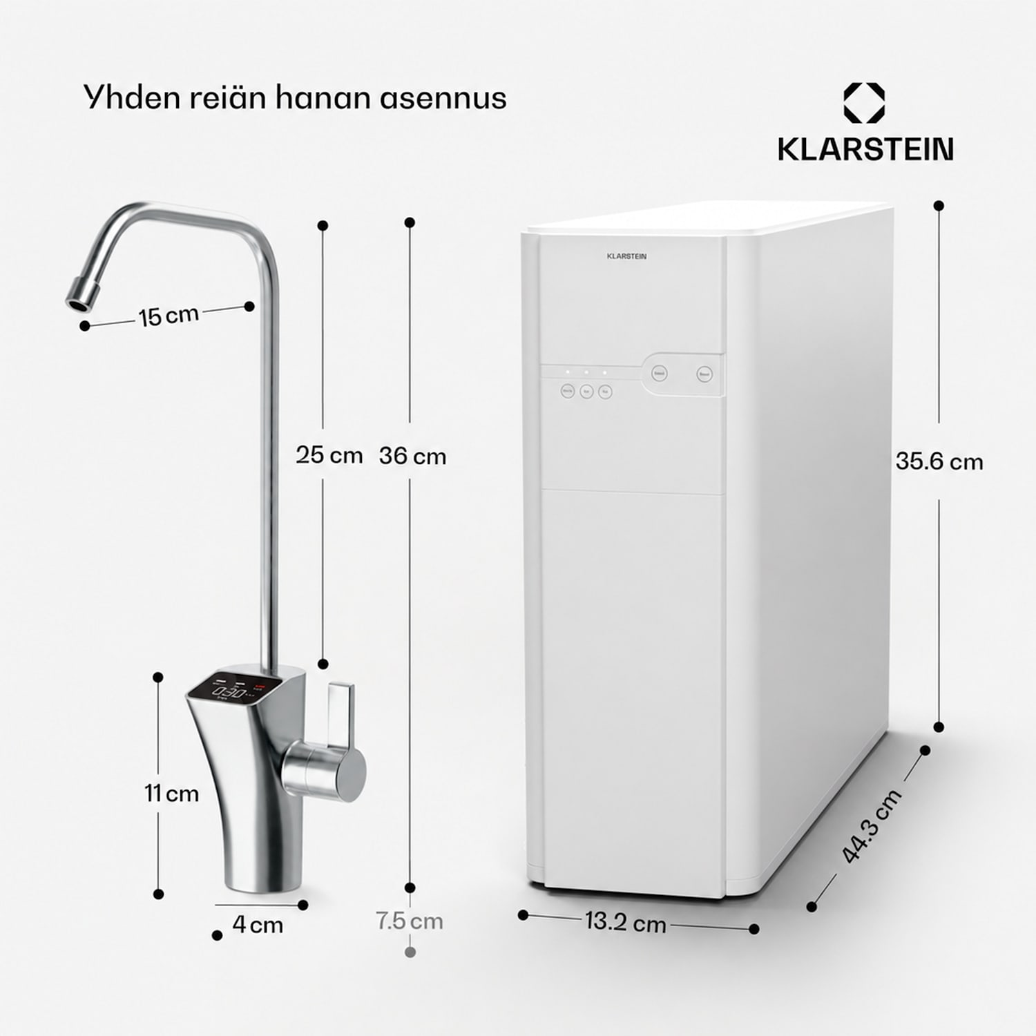 PureFina 400 vedensuodatusjärjestelmä käänteisosmoosi 400 GPD 1500 l/päivä Valkoinen