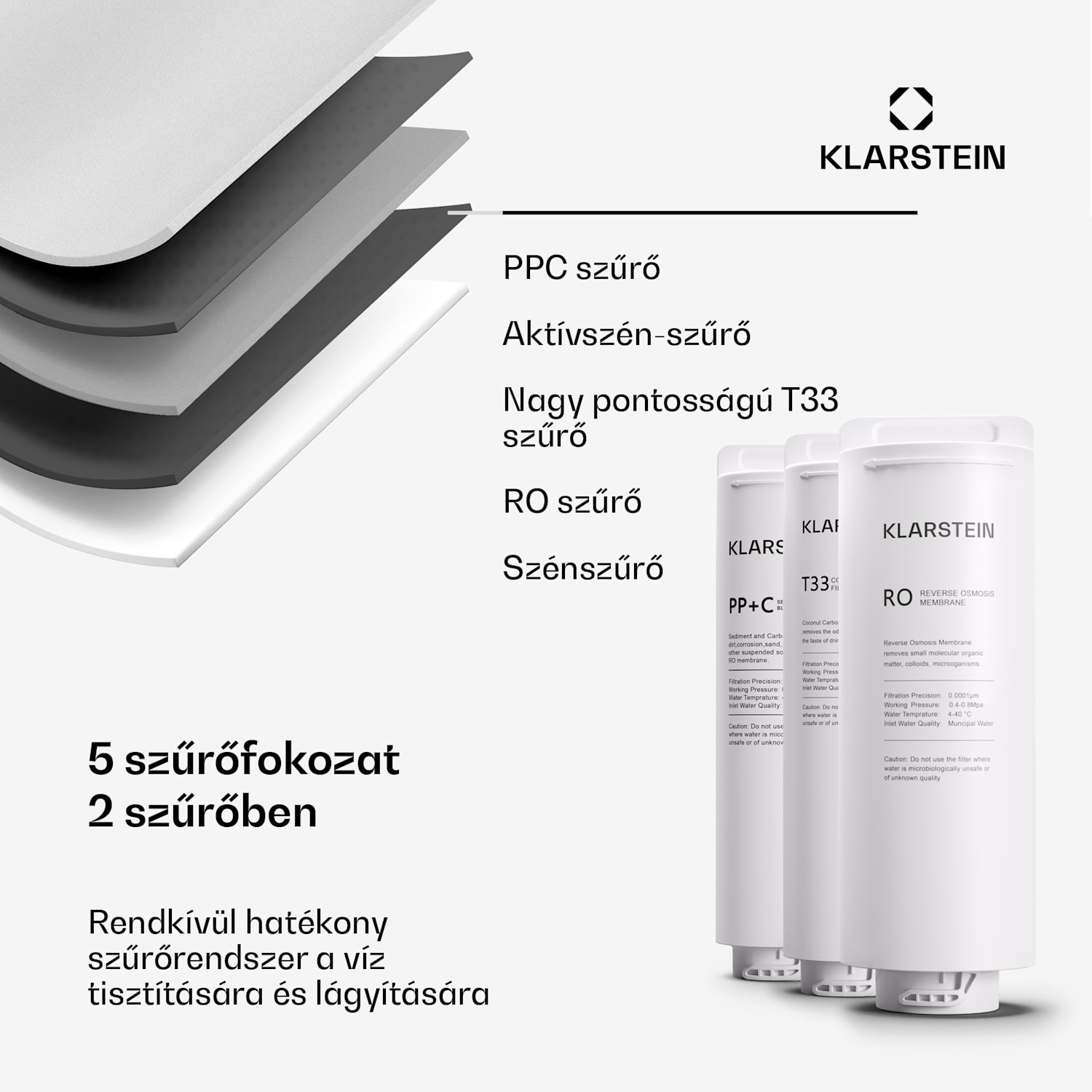 PureFina 400, szűrőrendszer, fordított ozmózis, 400 GPD / 1500 L/d Fehér