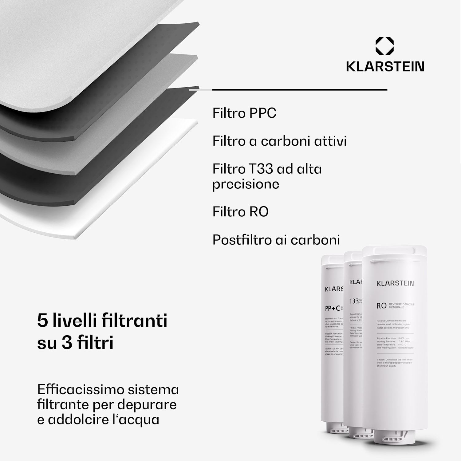PureFina 400 - Sistema di filtraggio dell'acqua a osmosi inversa, 400 GPD 1500 L/giorno Nero