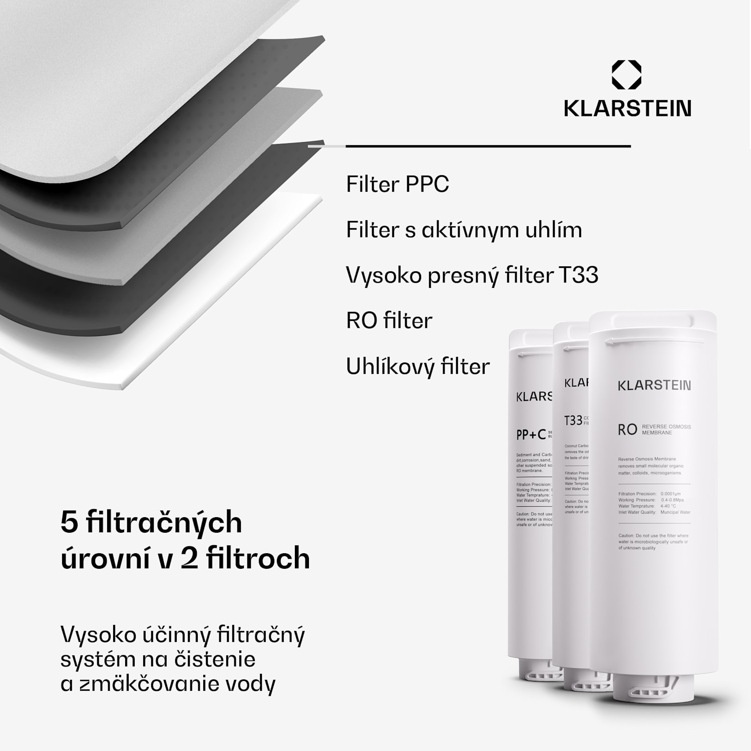 PureFina 400, filtračný systém, reverzná osmóza, 400 GPD / 1500 L/d Čierna