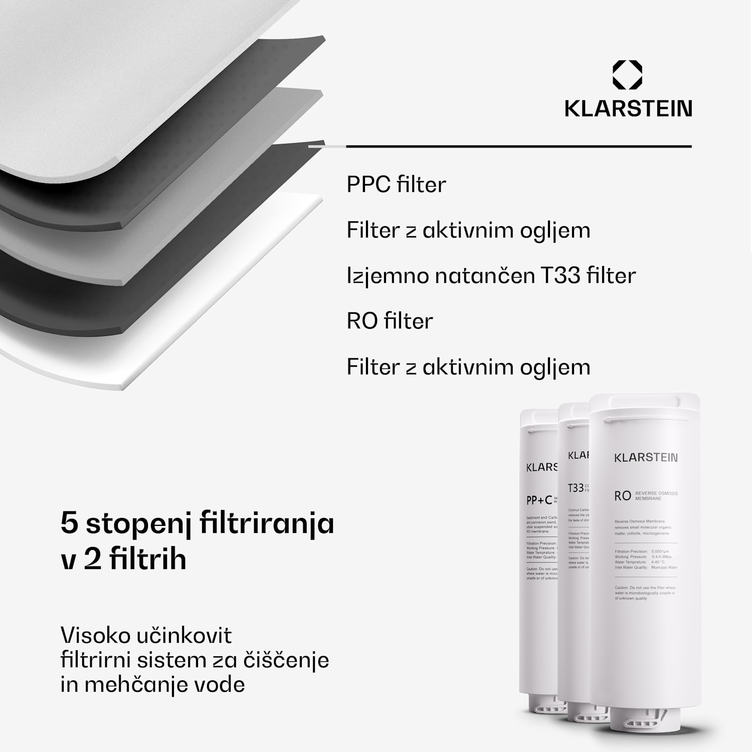 PureFina 400, sistem za filtriranje, reverzna osmoza, 400 GPD / 1500 L/d Črna