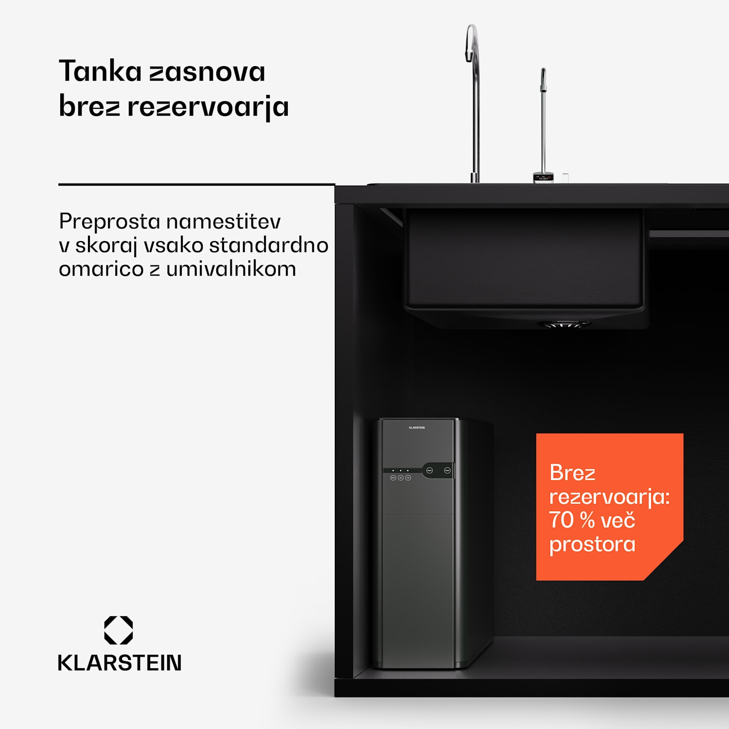 PureFina 400, sistem za filtriranje, reverzna osmoza, 400 GPD / 1500 L/d Črna