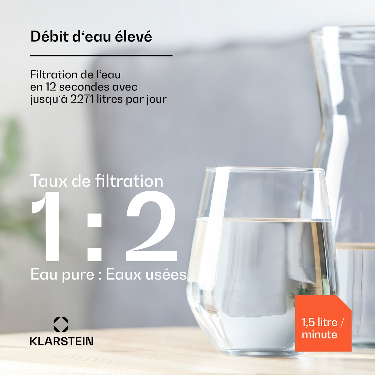 PuraFina 600 waterfiltersysteem omgekeerde osmose 2270 L/d Zwart