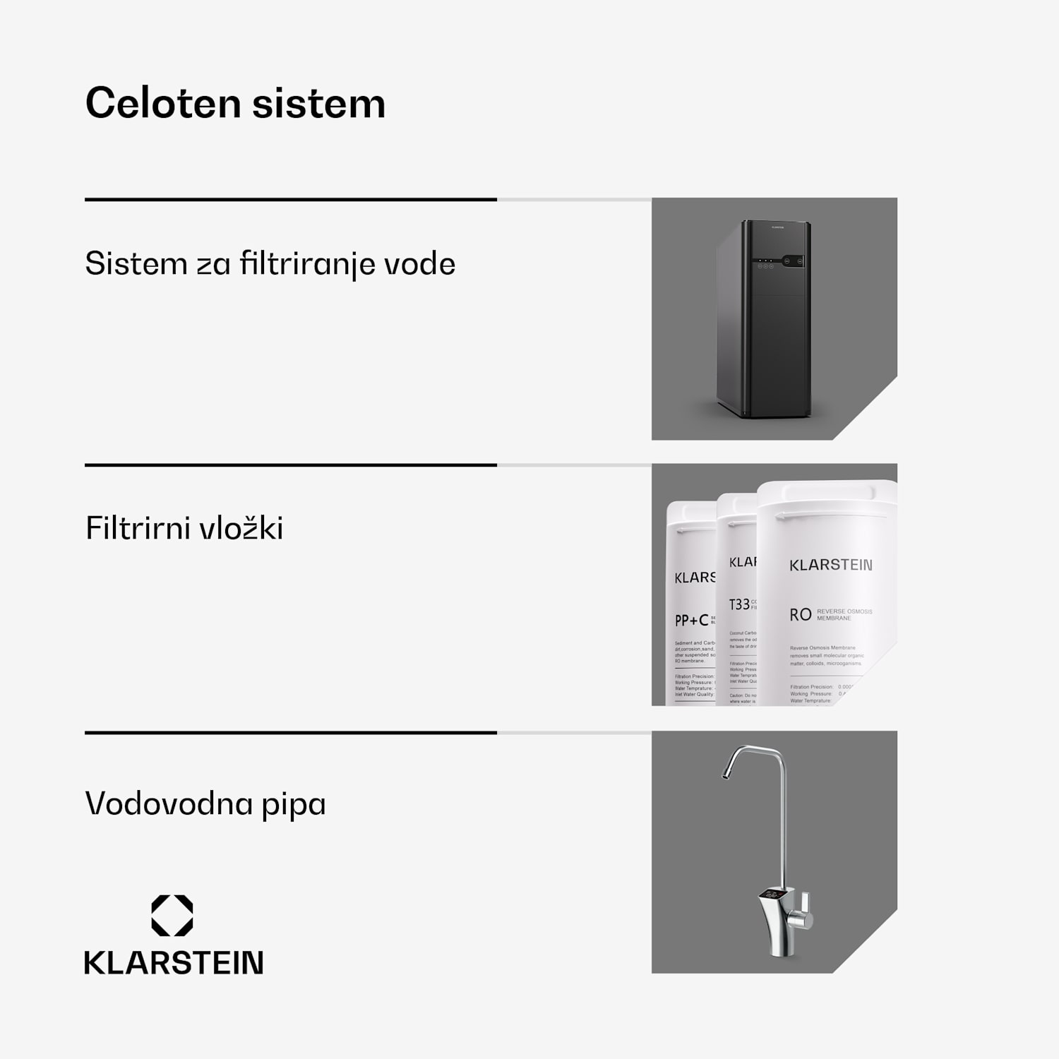 PureFina 600, sistem za filtriranje, reverzna osmoza, 600 GPD / 2270 L/d Črna