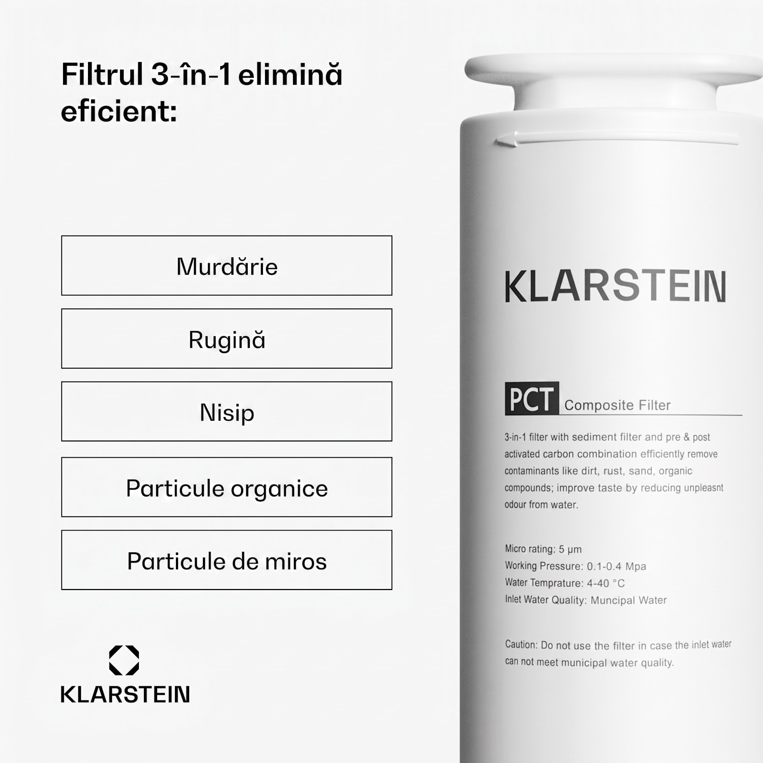 Filtru PureLine PCT, accesorii, filtru de înlocuire, în 3 etape: sedimentare/pre/post-carbonare 