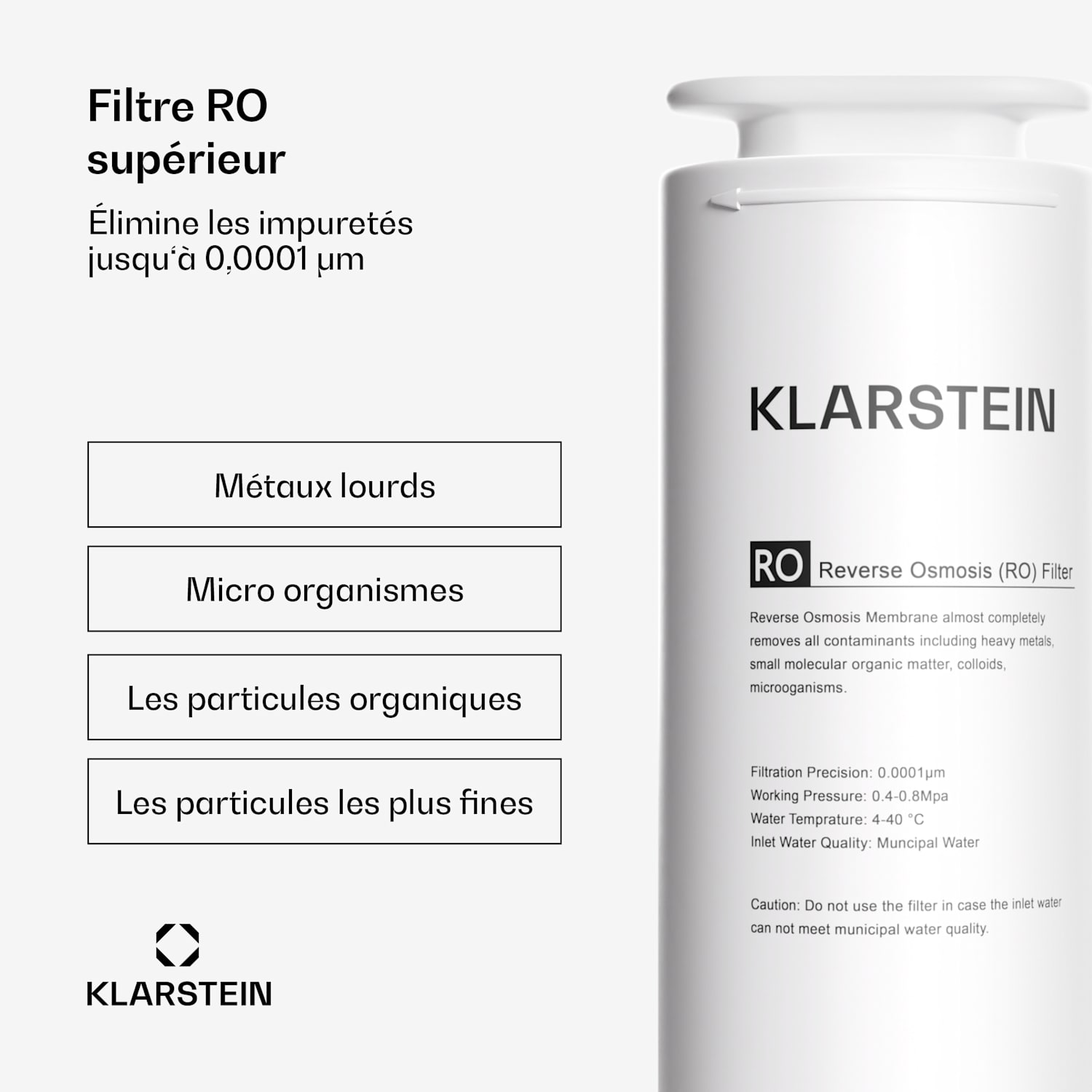 Accessoires de filtre PureLine 400 RO / remplacement osmose inverse 400 GPD 1500 L/j 400 GPD | Blanc