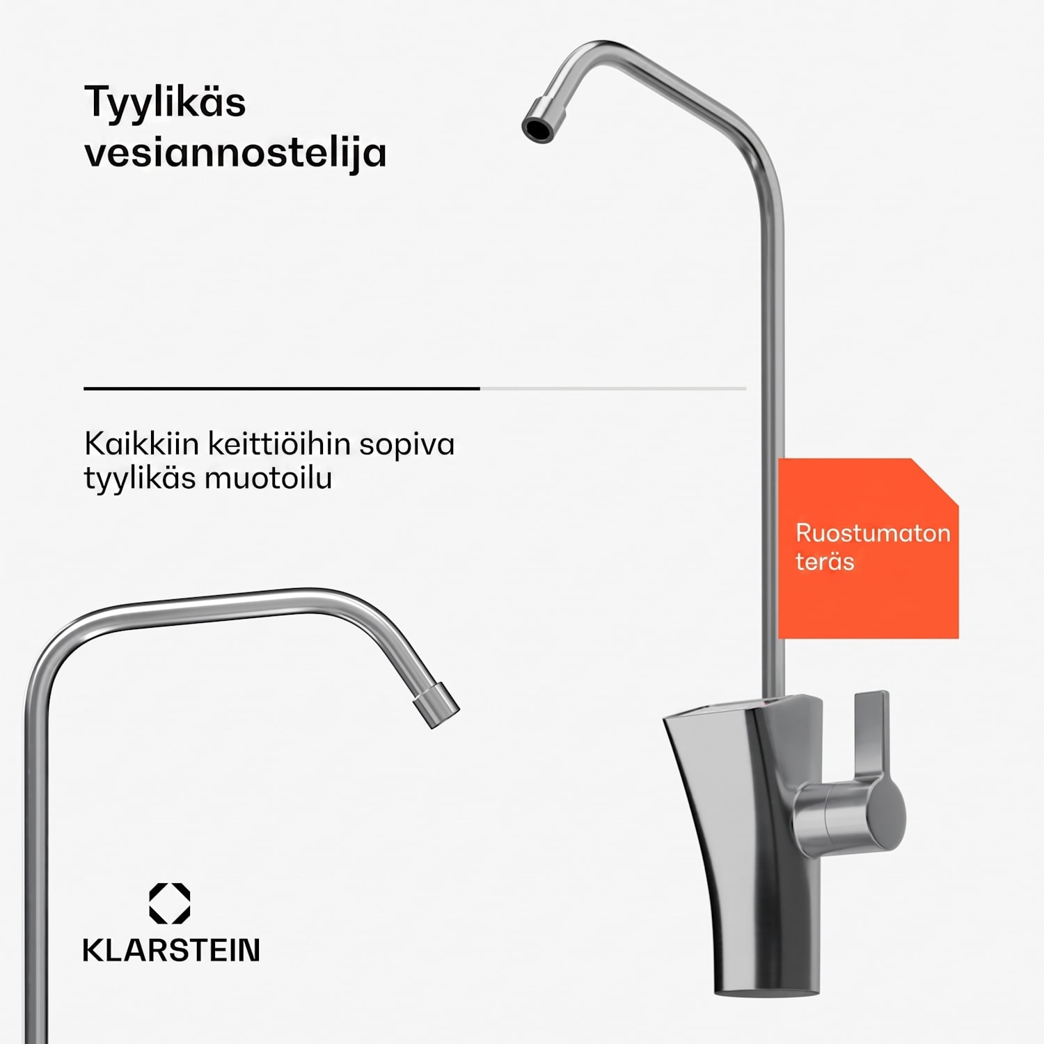 PureFina vesihana lisävaruste / varaosa ruostumaton teräs LED-näyttö yksireikäinen 