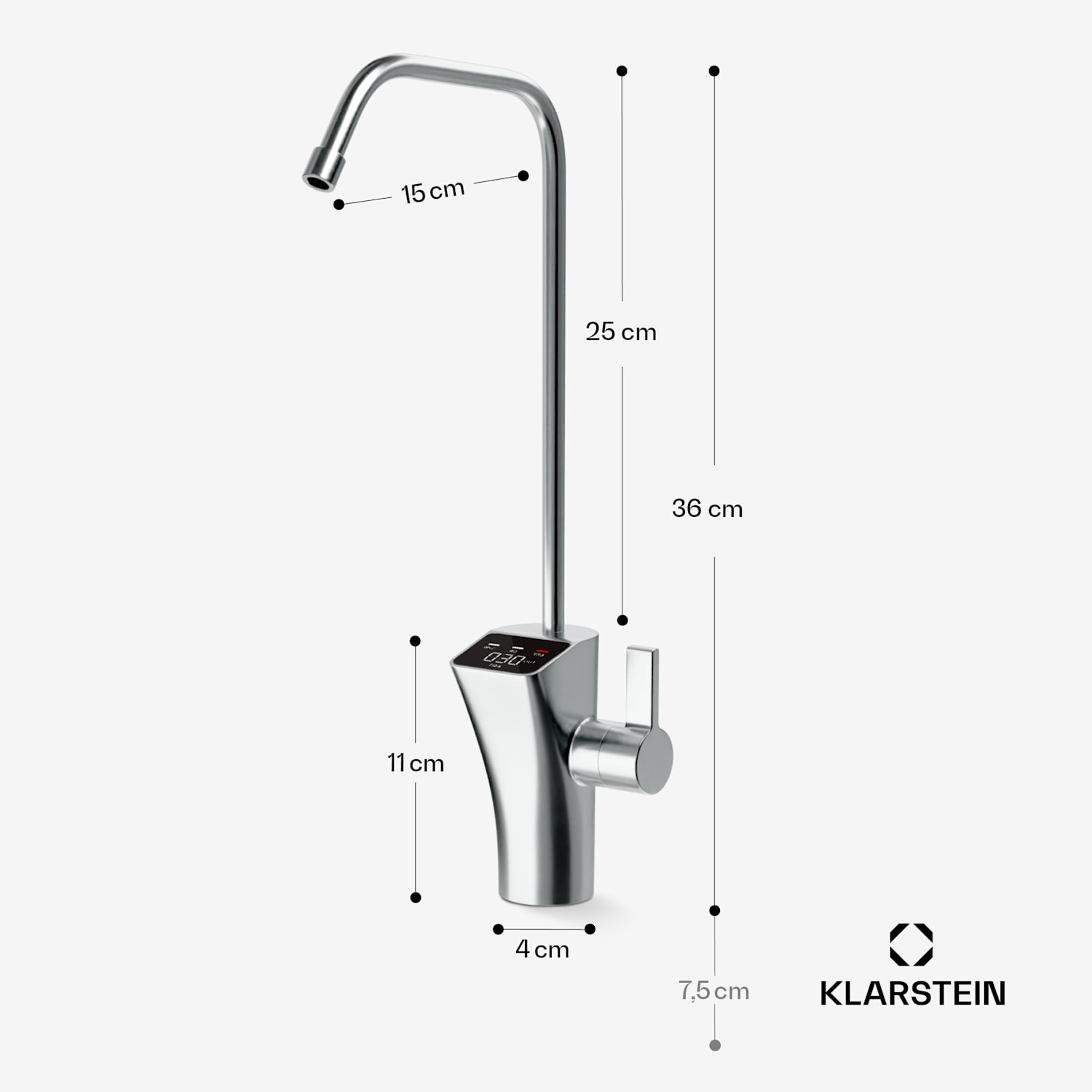 Accessoires de robinet PureFina / remplacement Acier inoxydable Affichage LED Trou unique 