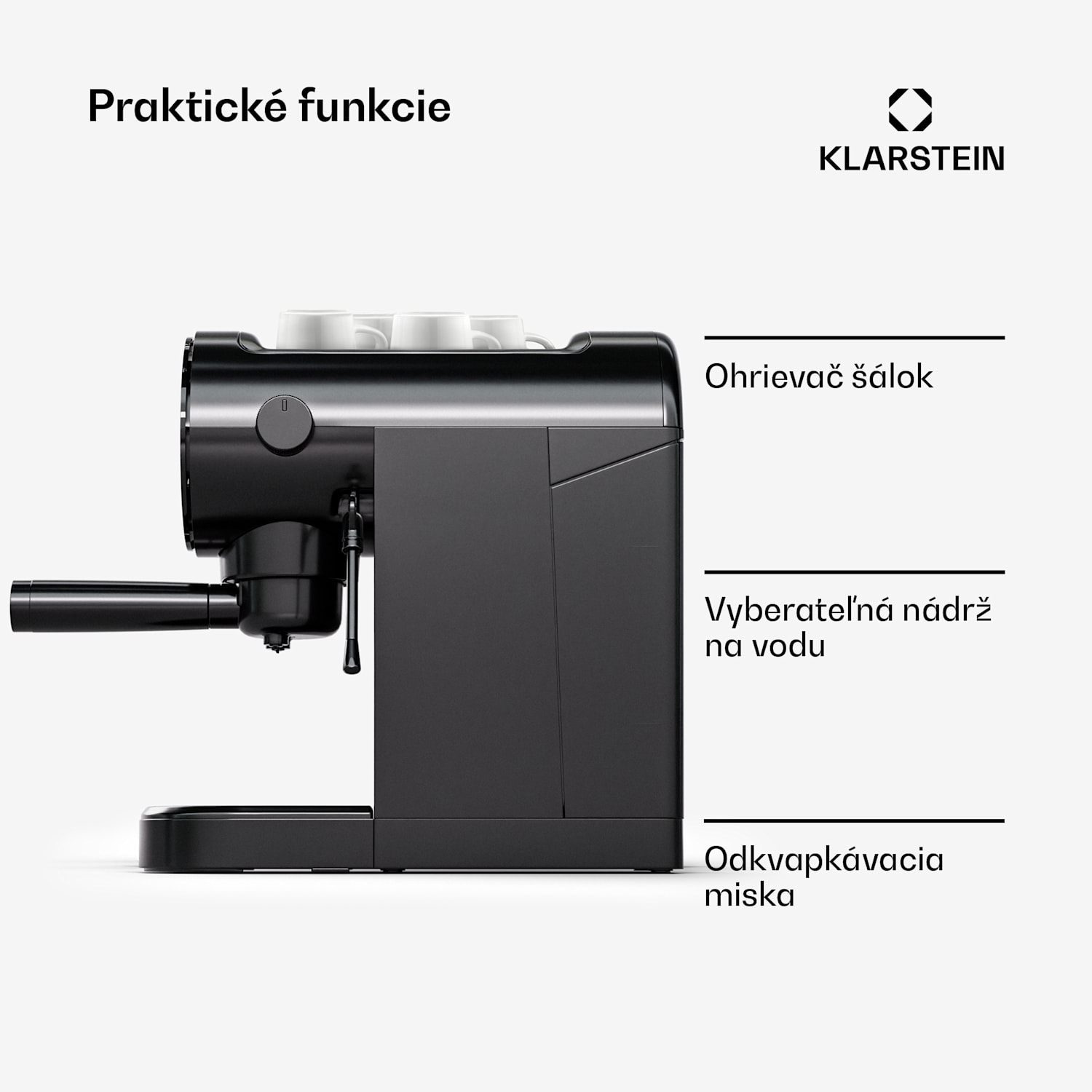 Furore, pákový kávovar, 1380 W, 20 bar, digitálny displej, 2 šálky, kompaktný, nehrdzavejúca oceľ Čierna