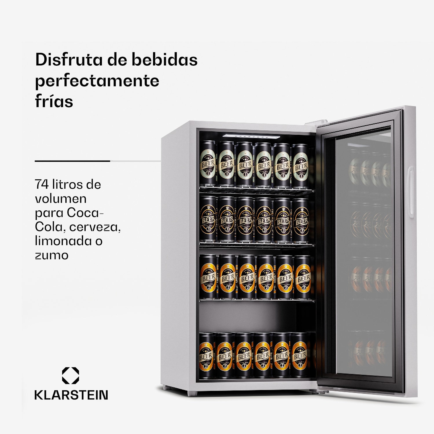 Beersafe 74 Slim Réfrigérateur 74 litres 3 clayettes porte vitrée panoramique 74 Ltr | Quartz