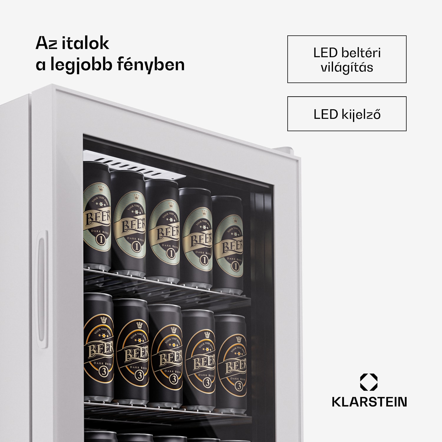 Beersafe 74 Slim, hűtőszekrény, 74 liter, 3 polc, panorámás üvegajtó 74 Ltr | Onyx