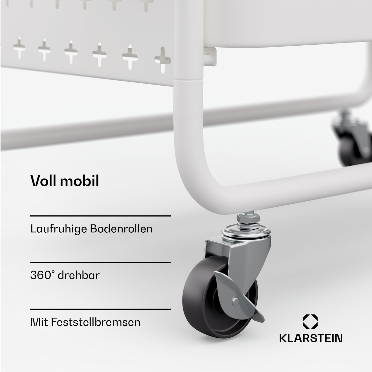 Chibi Carrello di servizio, carrello multiuso, 2 livelli, metallo, cestelli, ganci, mobile Bianco