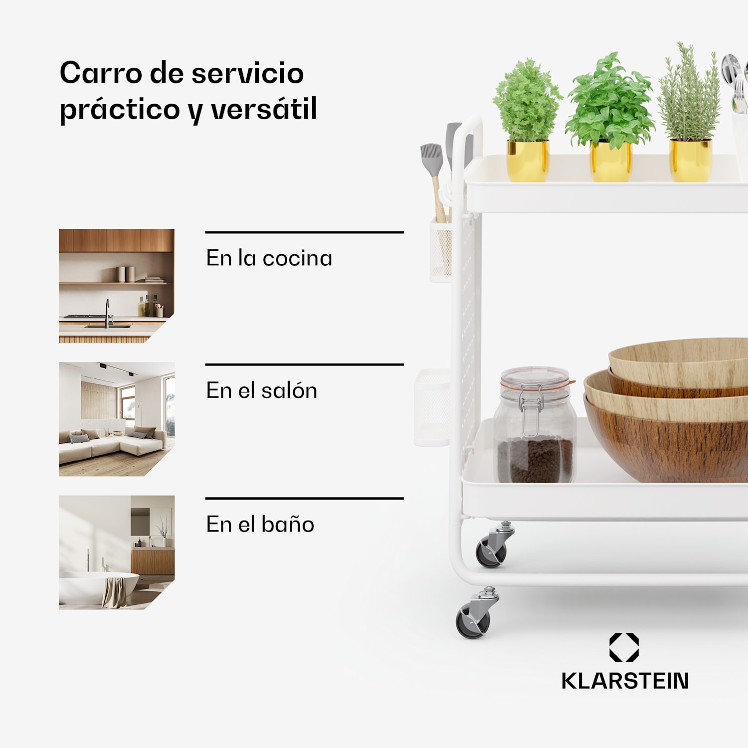  Carro para servir  Chibi 2 estantes de metal cestas Ganchos móviles 