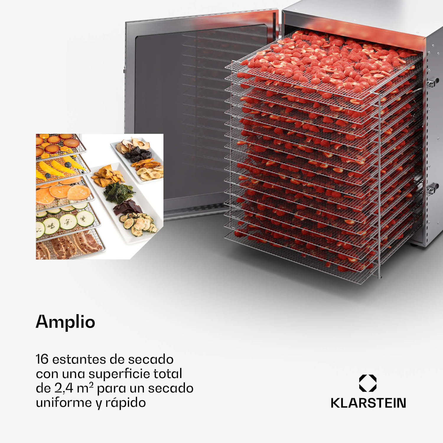 Captain Jerky 160 deshidratador 1500W 30-90 °C temporizador 24h acero inoxidable 