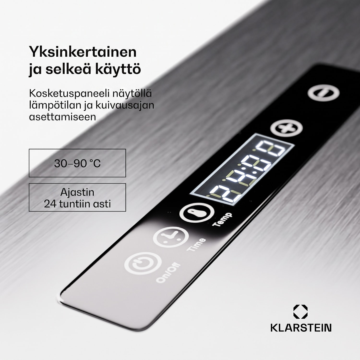 Captain Jerky 160 kuivauslaite 1500W 30-90 °C 24h-ajastin ruostumatonta terästä 16 tasoa