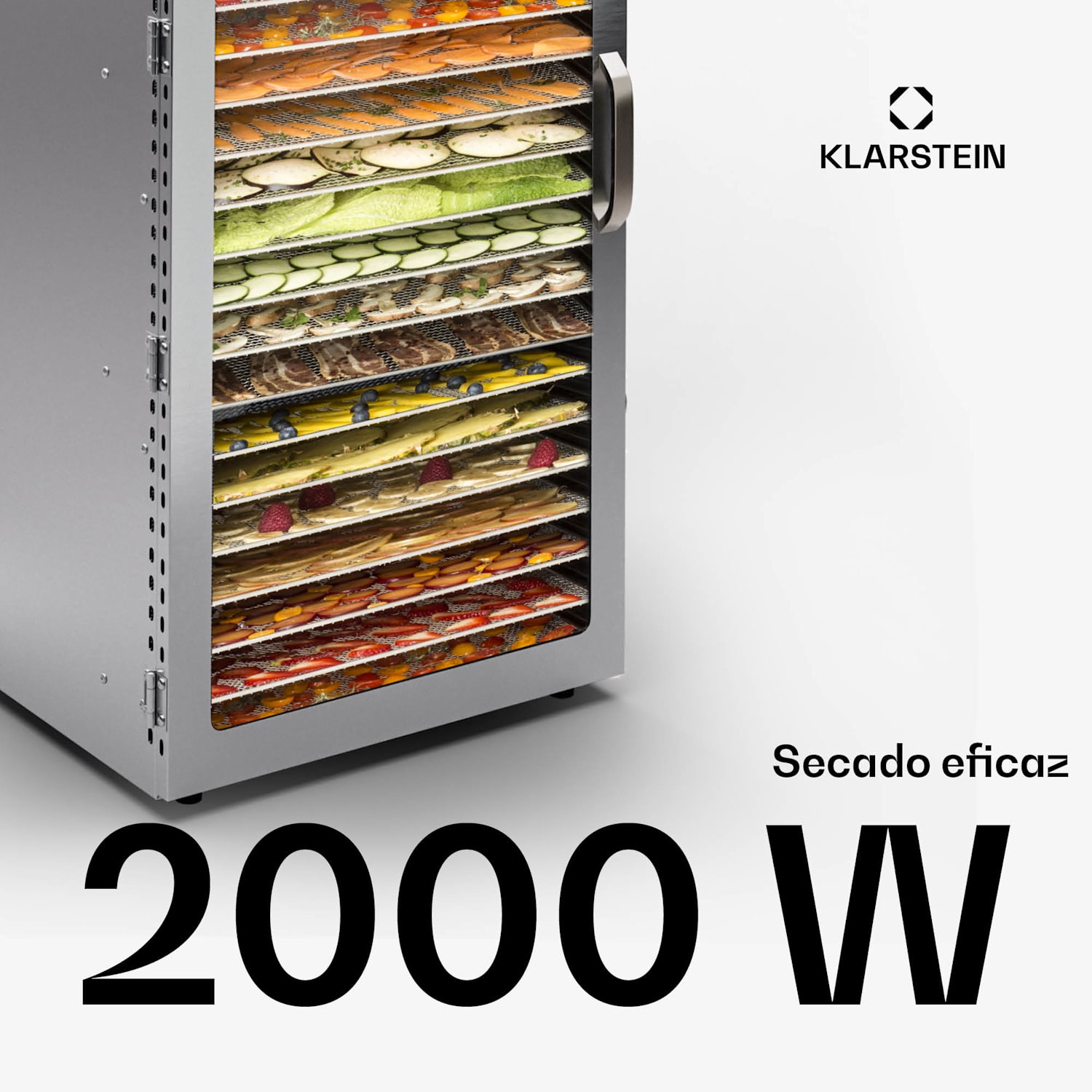 Deshidratador Captain Jerky 200 2000W 30-90 °C 24h temporizador acero inoxidable 20 bandejas