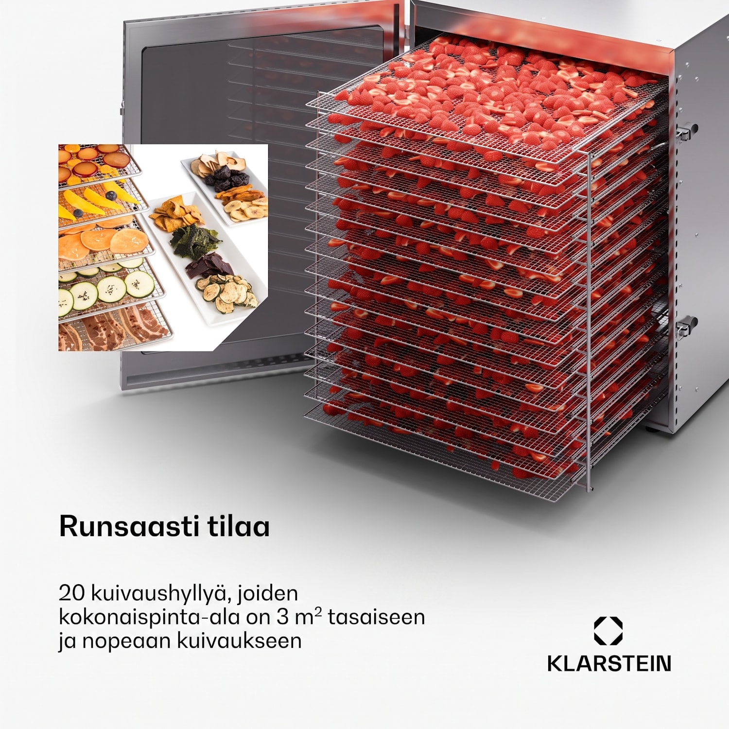 Captain Jerky 200 Kuivain 2000W 30-90 °C 24h-ajastin Ruostumaton teräs 20 tasoa