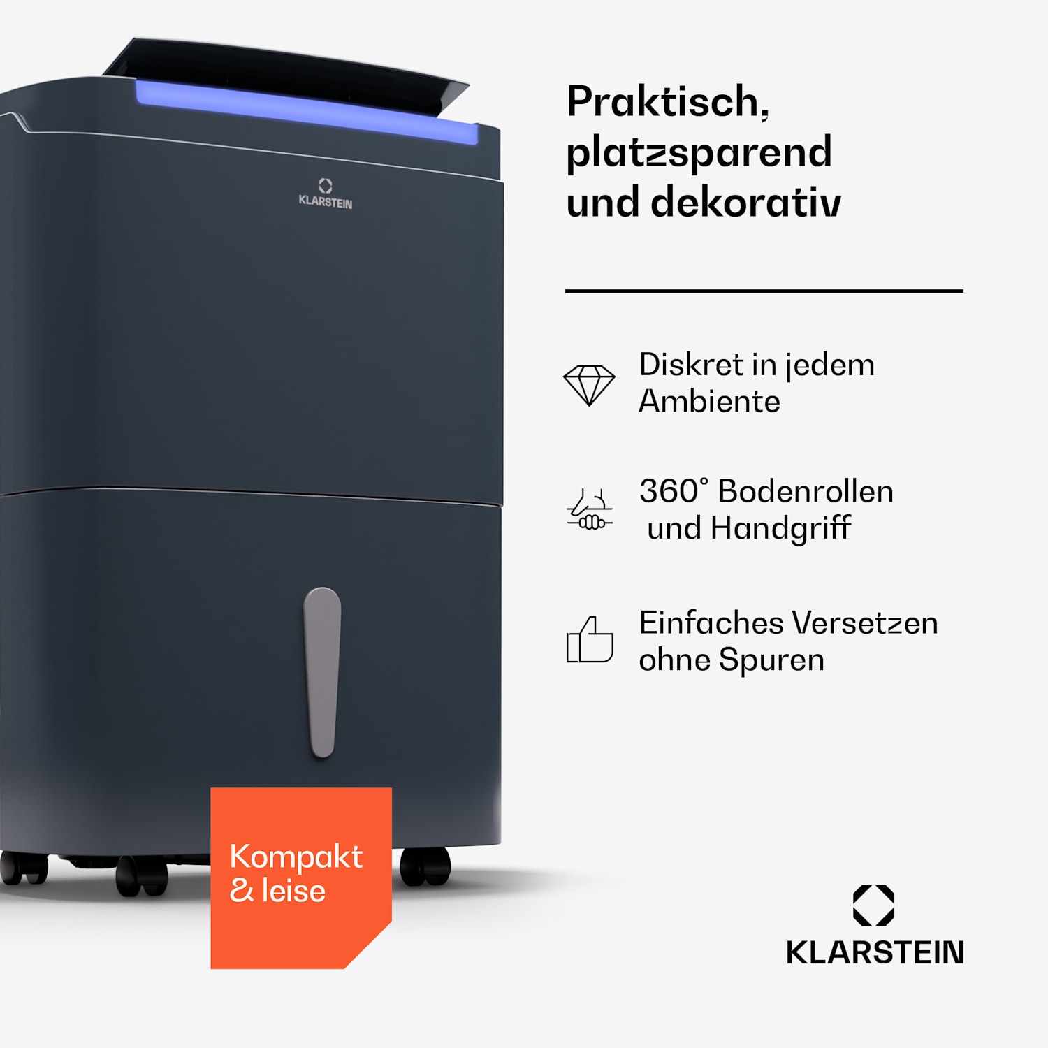 DryFy Connect 30 Luftentfeuchter WiFi Kompression 30l/d 25-30m² 30L/24h | Anthrazit