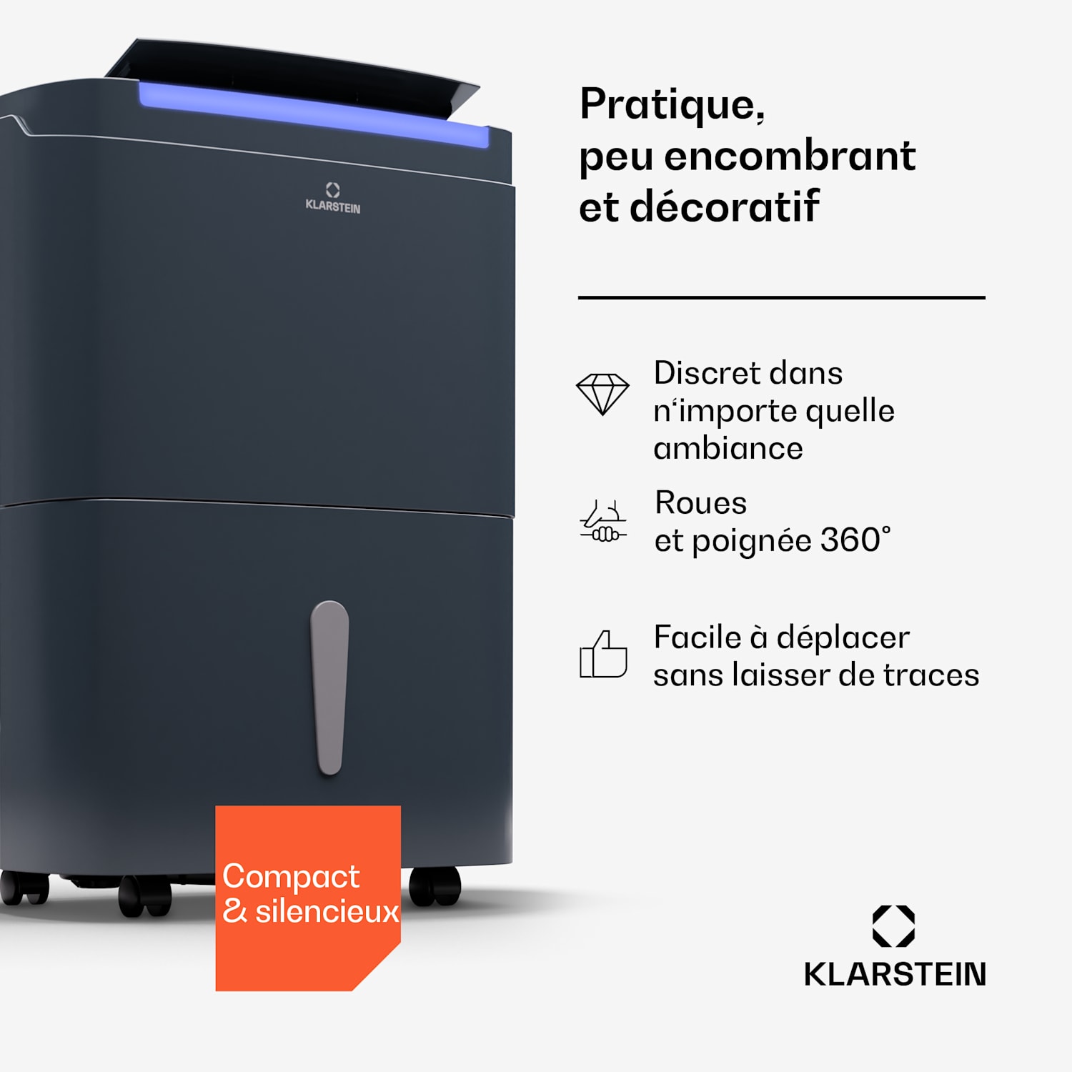 DryFy Connect 40 luchtontvochtiger wifi compressor 40 l/d 35-45 m² 40L/24h | Antraciet