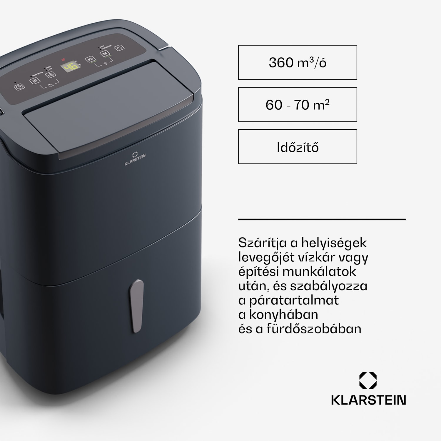 DryFy Connect 40 Smart, Párátlanító, WiFi, Kompresszor, 40l/d, 35-45 m² 40L/24h | Antracit