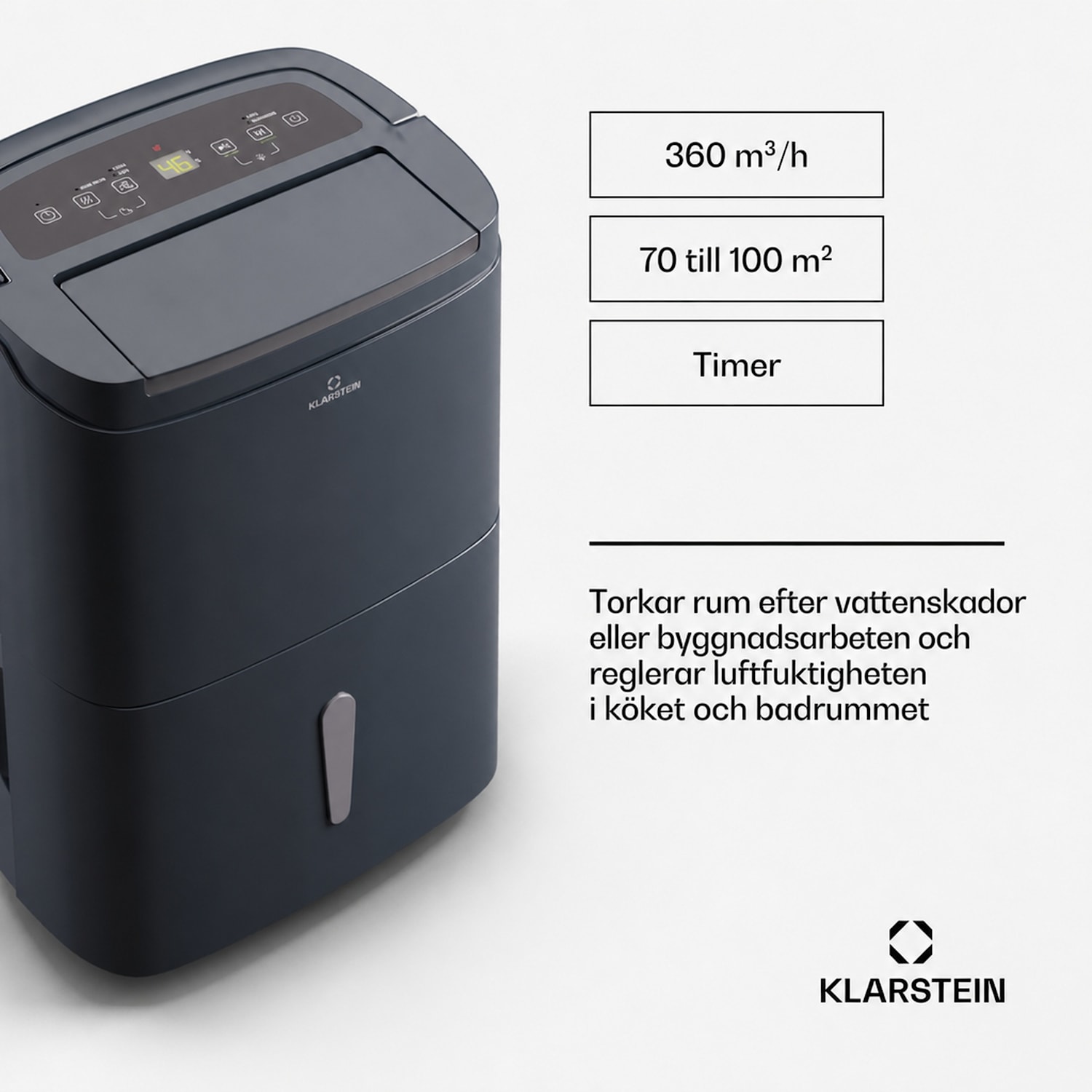 DryFy Connect 50 Luftavfuktare WiFi kompression 50l/d 45–55m² 50 L / 24 h | Antracit
