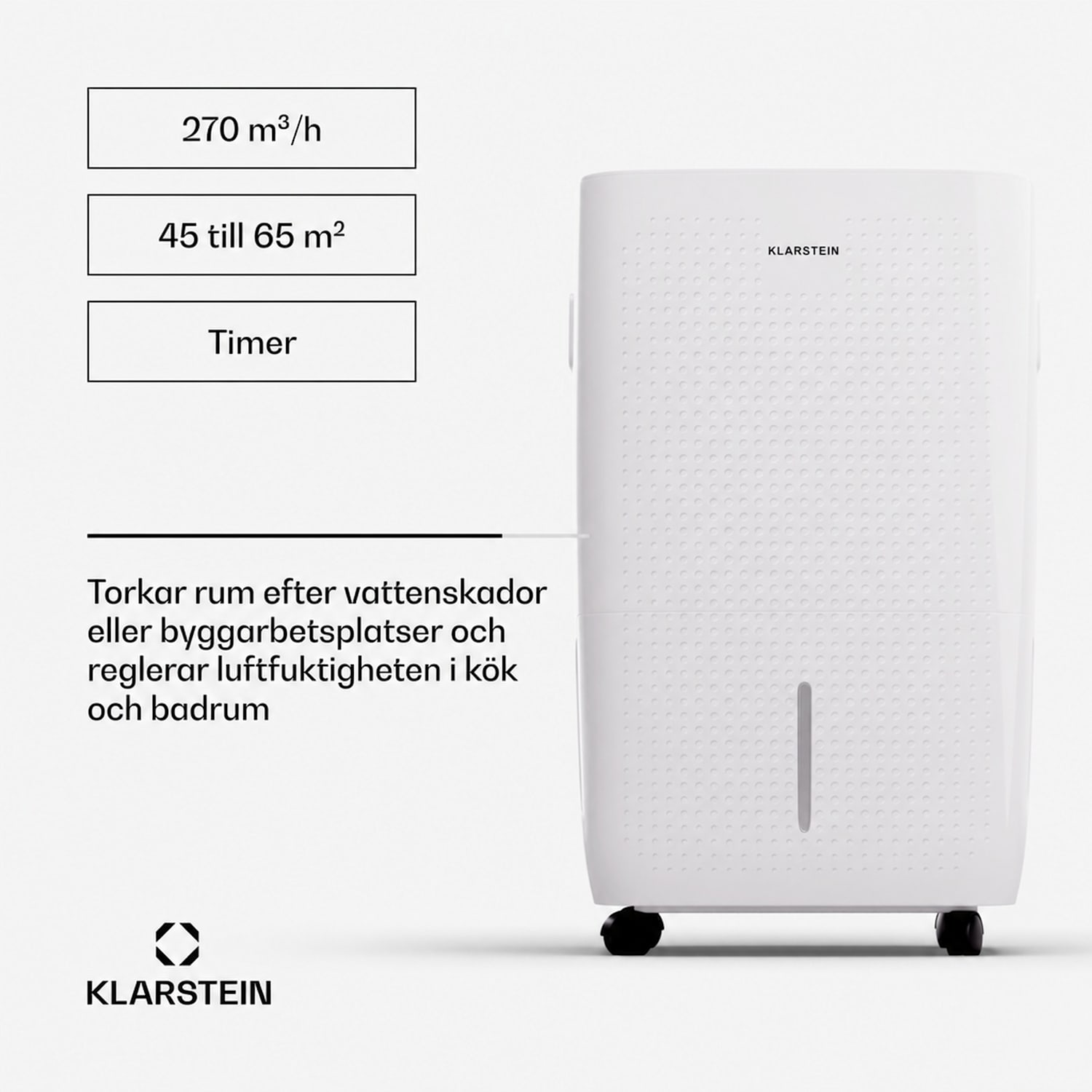 DryFy Connect 60 luftfuktare WiFi kompression 60 l/d 45–65 m² 60 L / 24 h | Vit