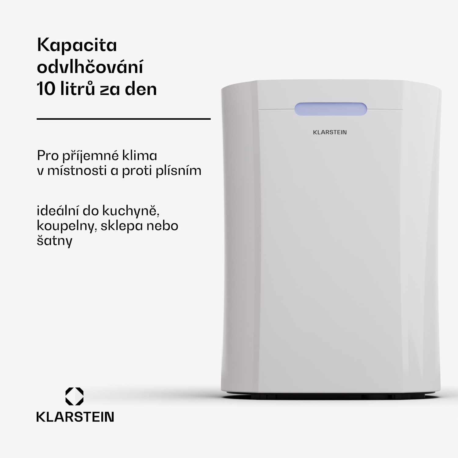 AeroDry 10 Odvlhčovač 165W 10l/d 135m³/h 25m² DrySelect 37dB 10L/24h | Bílá | Ne