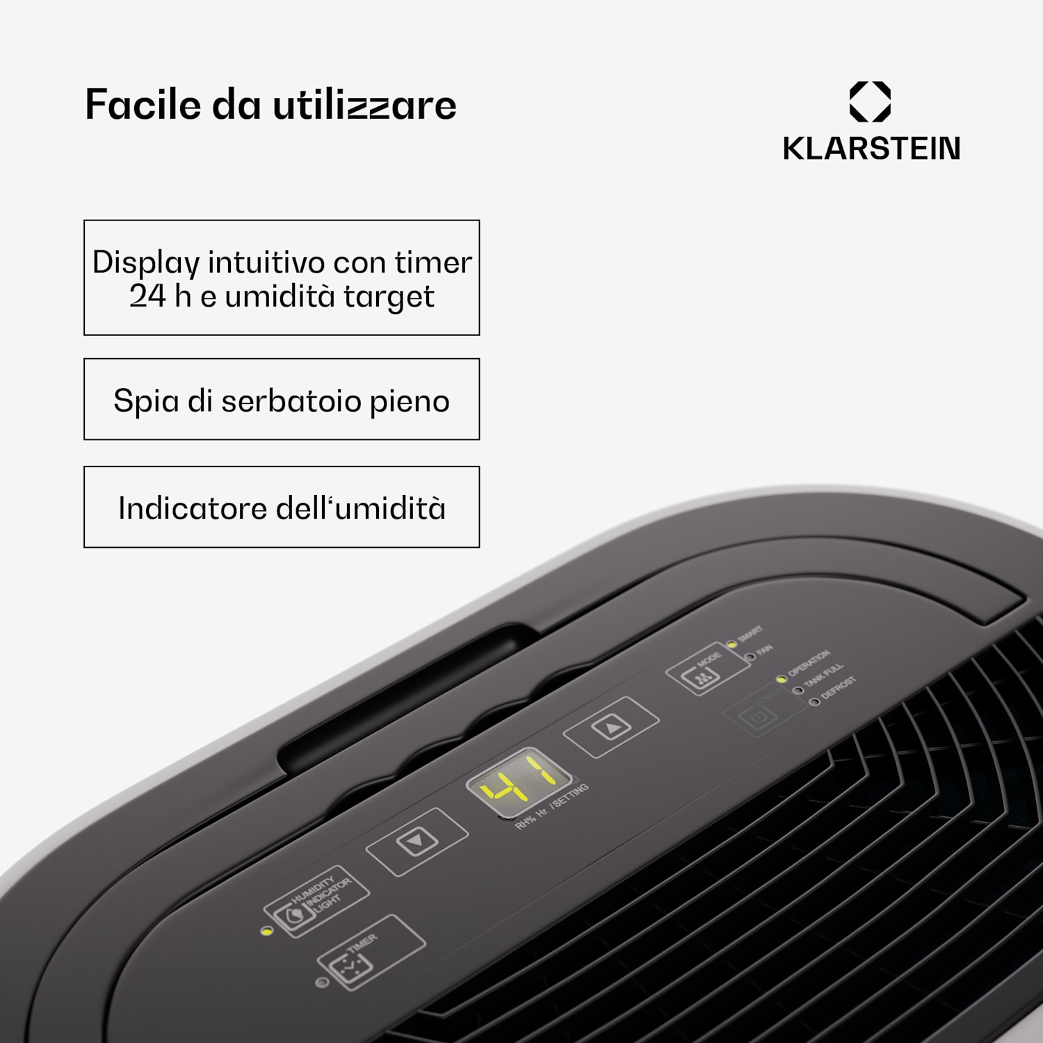 AeroDry 10 Deumidificatore 165 W 10 l/g 265 m³/h 25 m² DrySelect 37 dB 