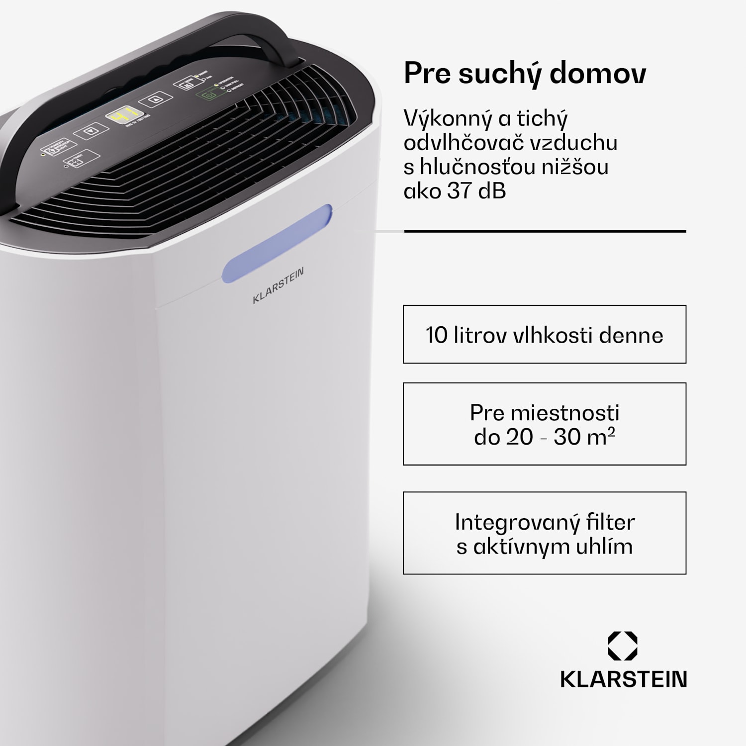 AeroDry 10 Odvlhčovač 165W 10l/d 265m³/h 25m² DrySelect 37dB 